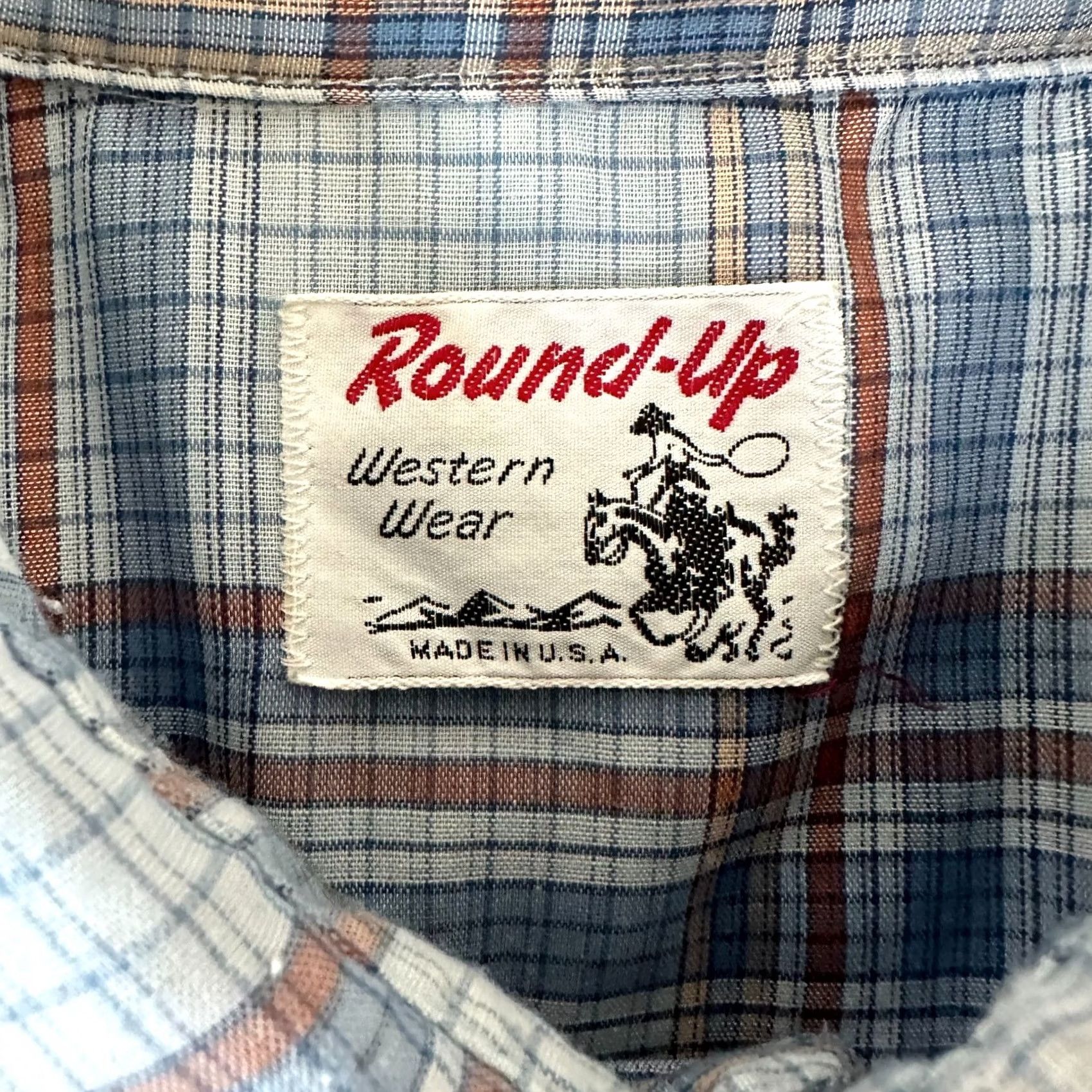 Vintage VINTAGE Round Up Shirt Mens L Blue Plaid Cowboy Western 70s Snap Button-Up Shirt Size US L / EU 52-54 / 3 - 4 Thumbnail