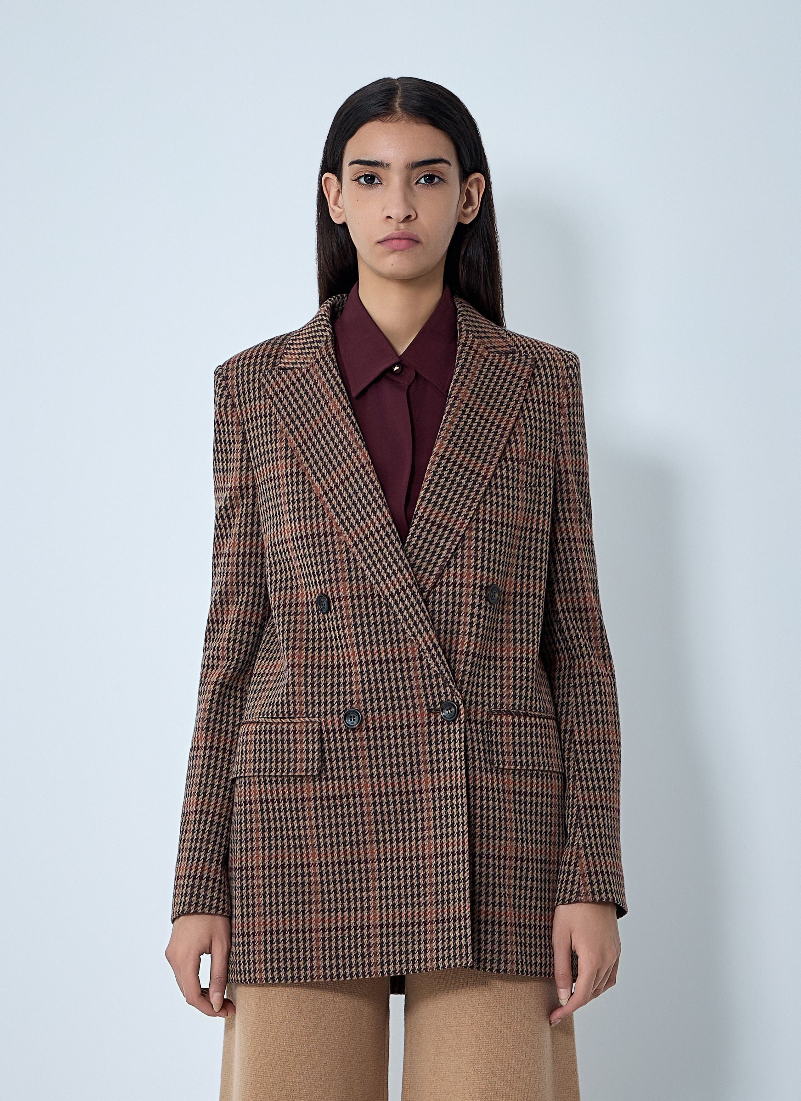 Max Mara Check Double-Breasted Blazer Size M / US 6-8 / IT 42-44 - 1 Thumbnail