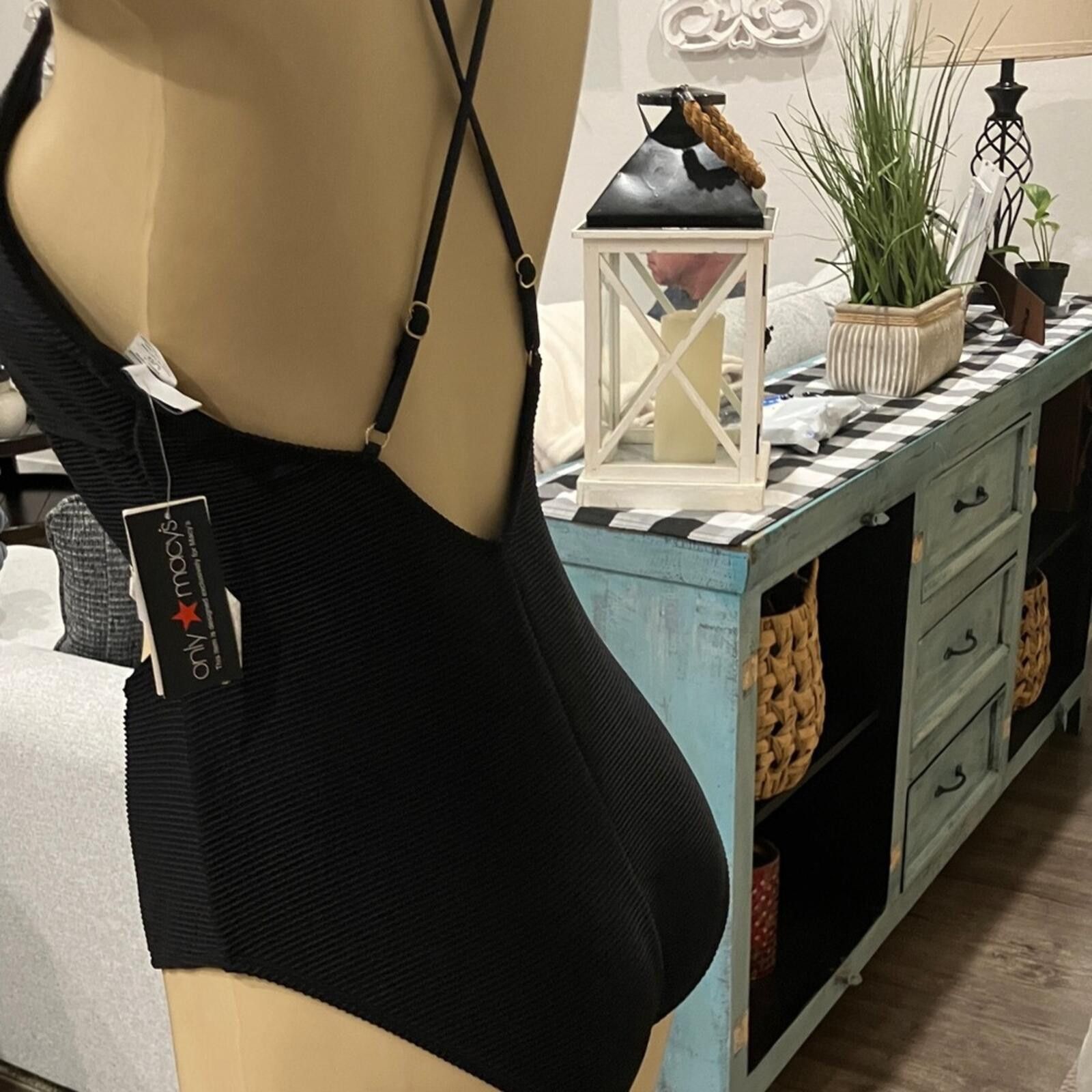 Bar III NWT Bar III Black One-Piece Cutout Swimsuit with Front Knot Size ONE SIZE - 8 Thumbnail