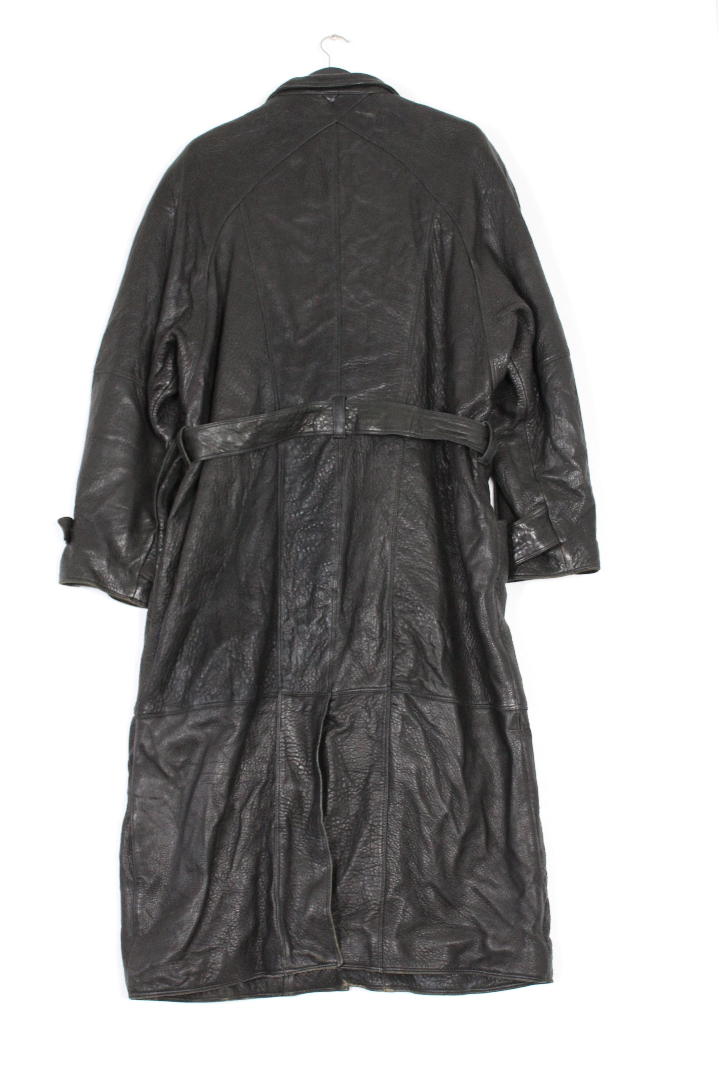 Marc Buchanan Vintage 80s Marc Buchanan Black Leather Belted Trench Coat Size US L / EU 52-54 / 3 - 6 Thumbnail
