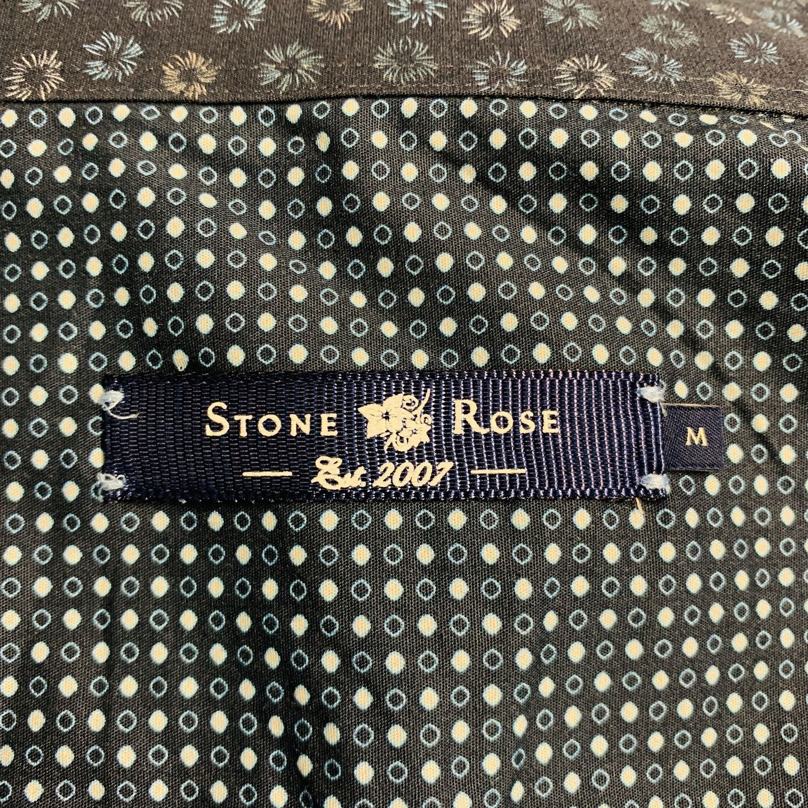 Stone Rose Navy Blue Abstrack floral Cotton Elastane Long Sleeve Shirt Size US M / EU 48-50 / 2 - 5 Thumbnail