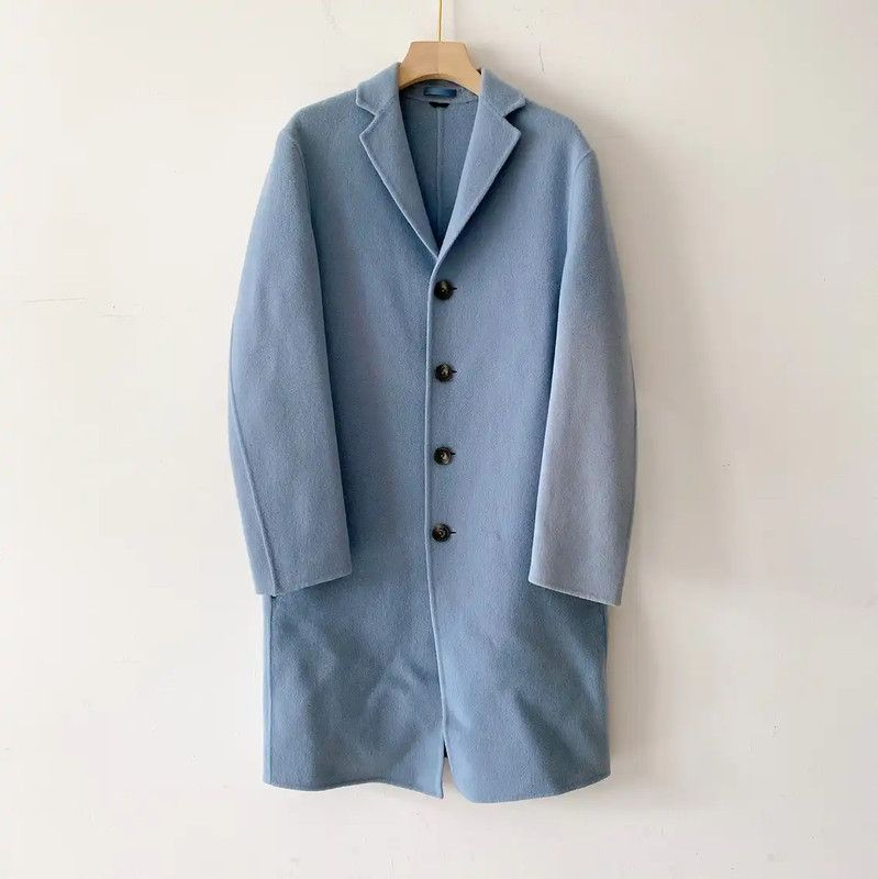 Acne Studios Acne Studios Wool Blend Long Coat in Blue Size M / US 6-8 / IT 42-44 - 1 Thumbnail