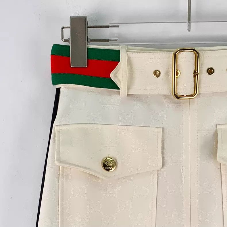 Gucci Gucci Beige striped webbing logo dark pattern full print c Size 25" / US 0 / IT 36 - 3 Thumbnail