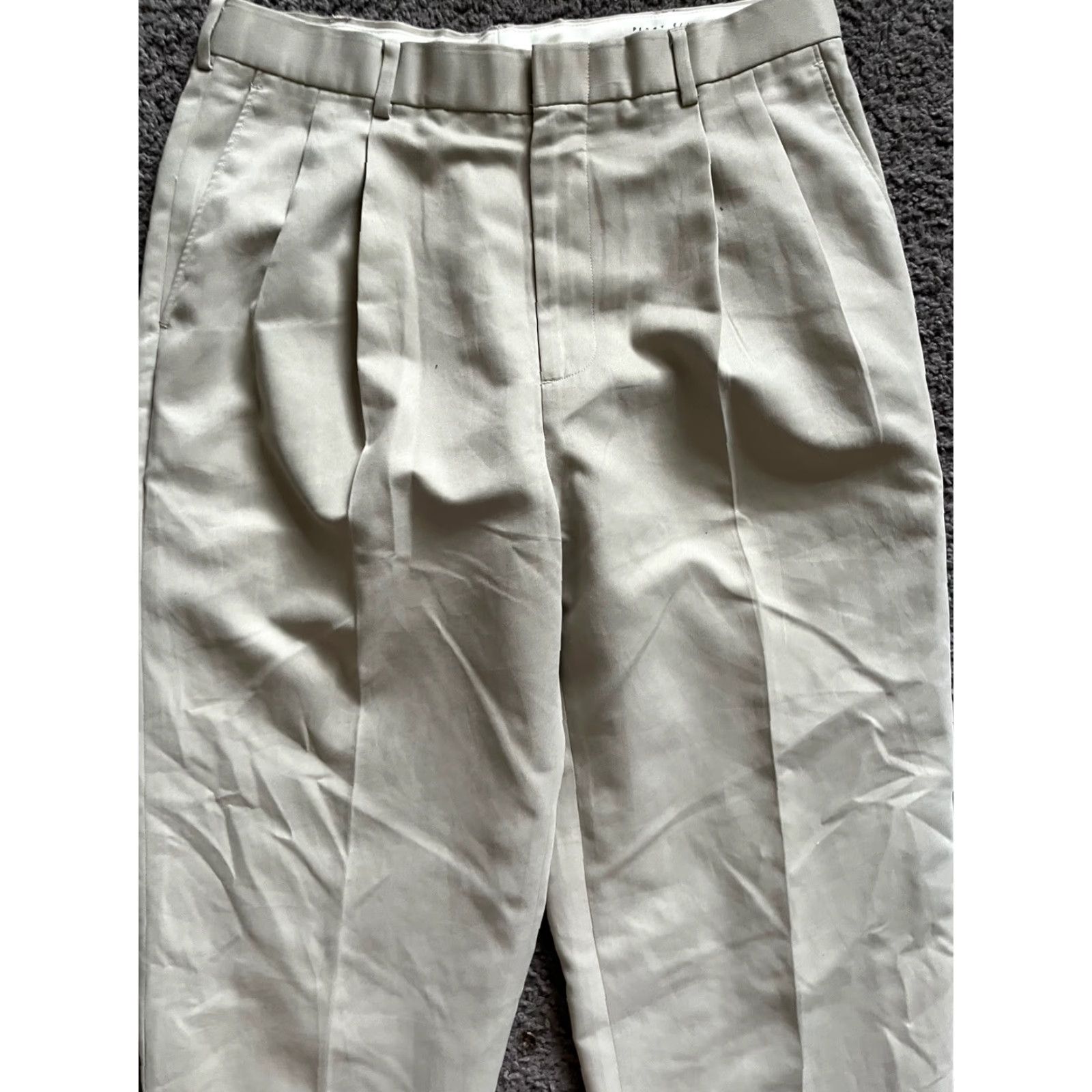 Perry Ellis Perry Ellis Portfolio Pleated Front Dress Pant 34x30 Beige Polyester Dress - Men - Regular - Cuffed - 30 In Inseam - Classic American Style Size US 34 / EU 50 - 2 Thumbnail