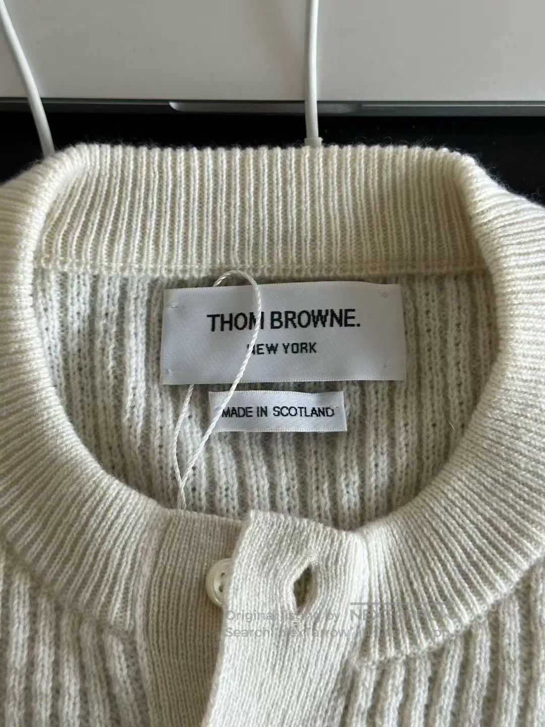 Thom Browne Thom Browne Cream White Henley Neck Sleeve Patch Cashmere Size US L / EU 52-54 / 3 - 3 Thumbnail