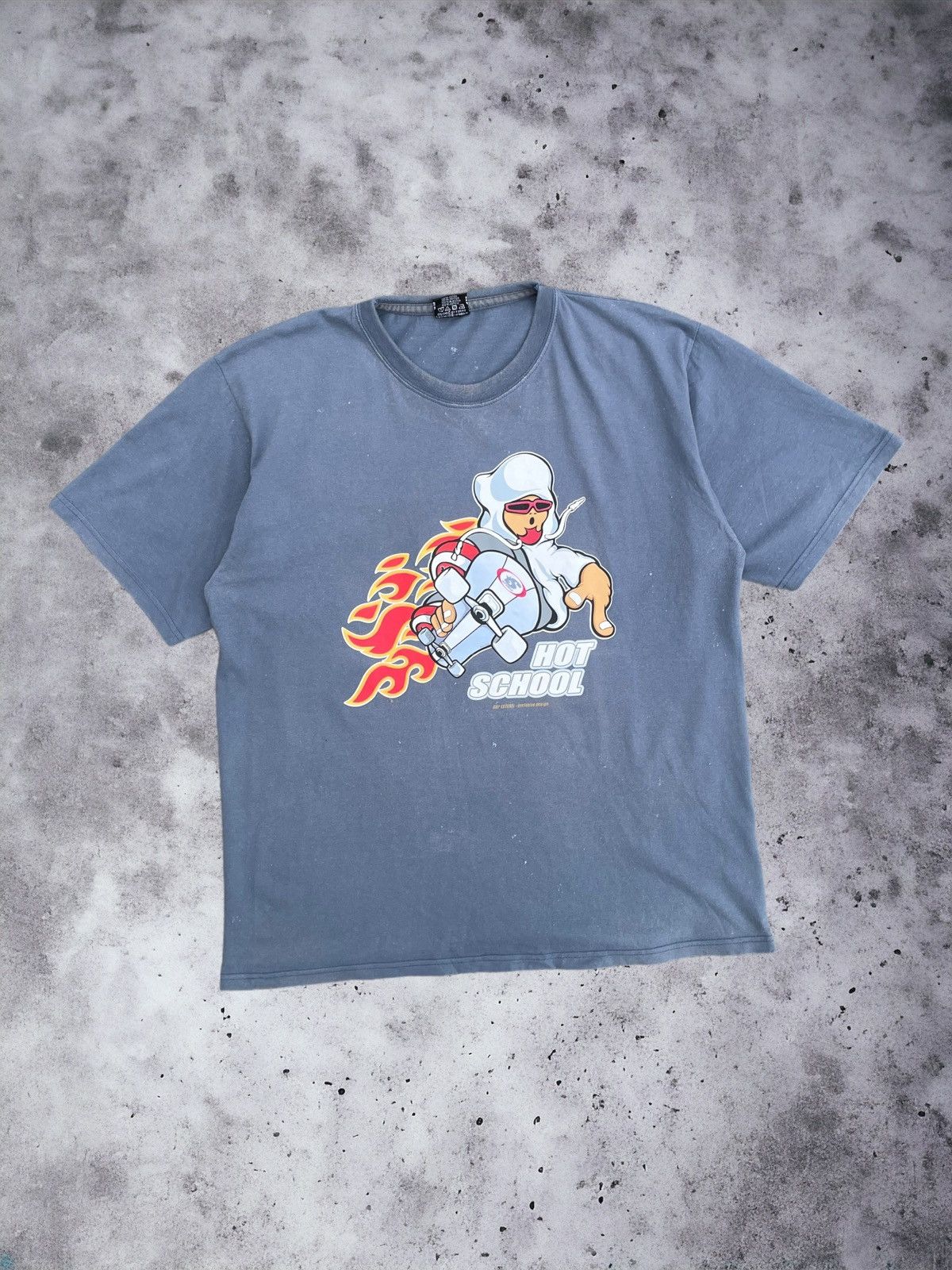 image of Jnco x Skategang Vintage Spirit 90's Hot School Skate T Shirt in Blue, Men's (Size XL)