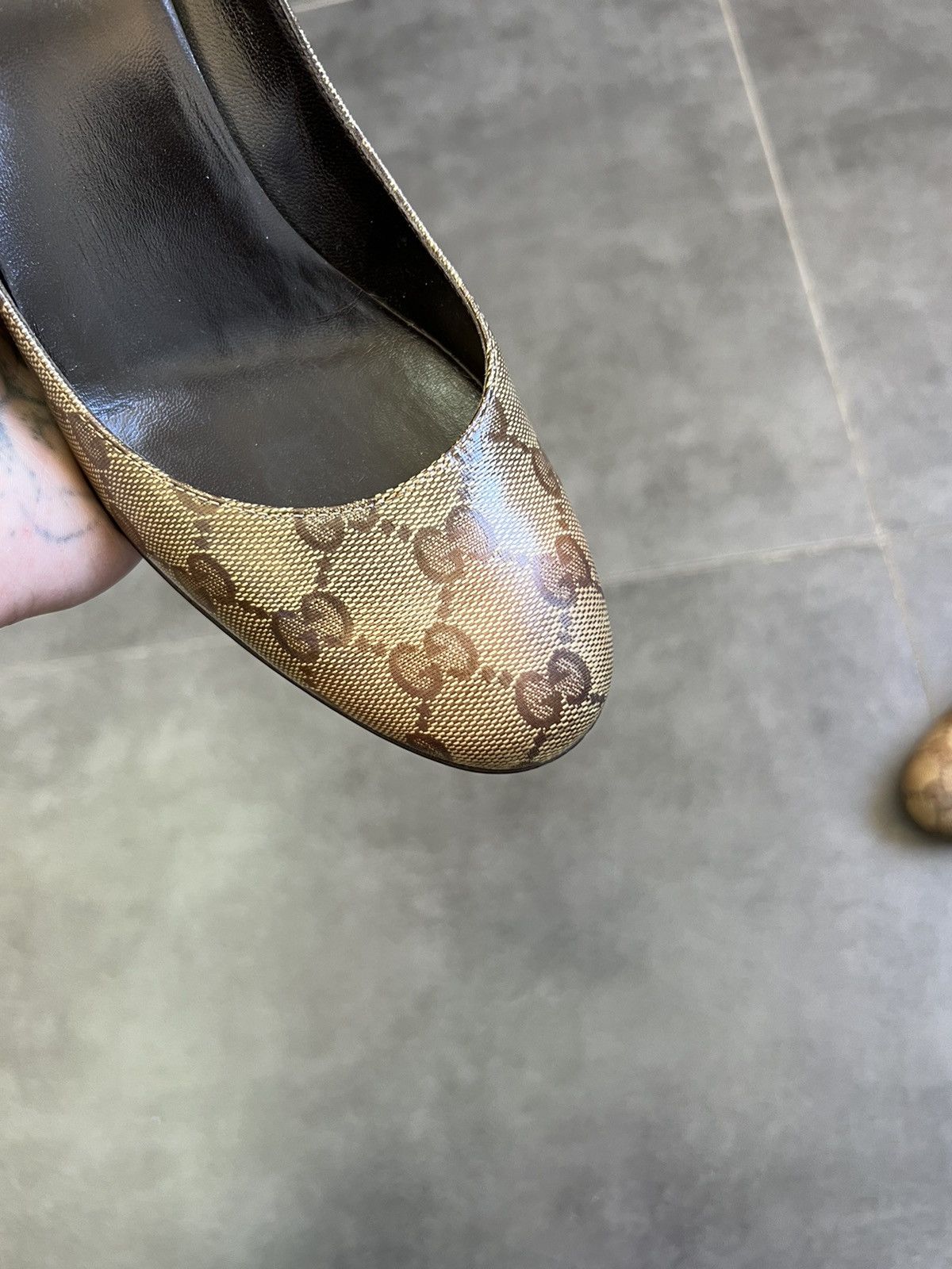 Gucci × Vintage Gucci GG monogram cloth heels wedge Size US 7.5 / IT 37.5 - 3 Thumbnail