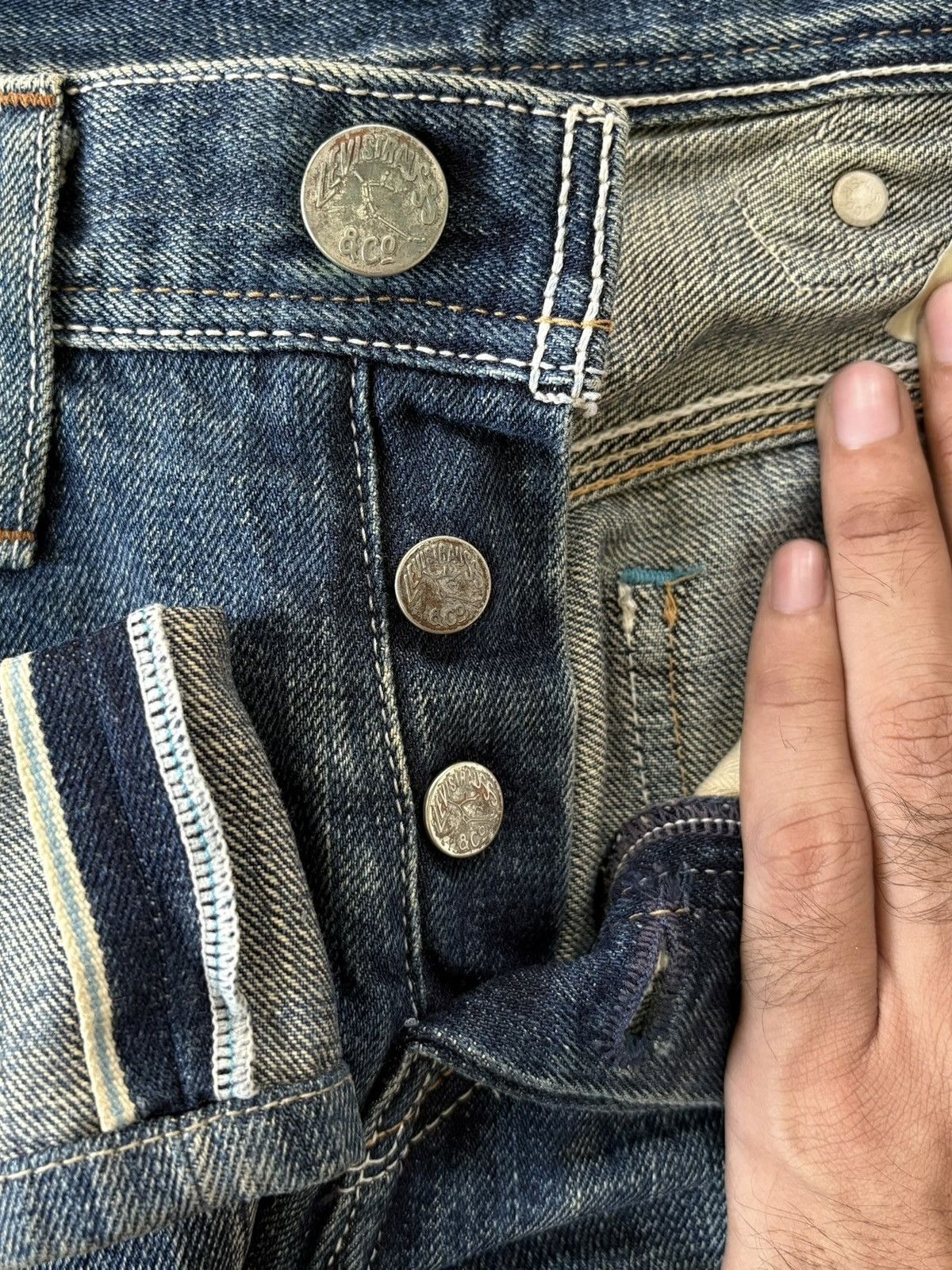 Levi's Vintage 90s Levis 805 Special Turquoise Selvedge Loose Jeans Size US 28 / EU 44 - 9 Thumbnail