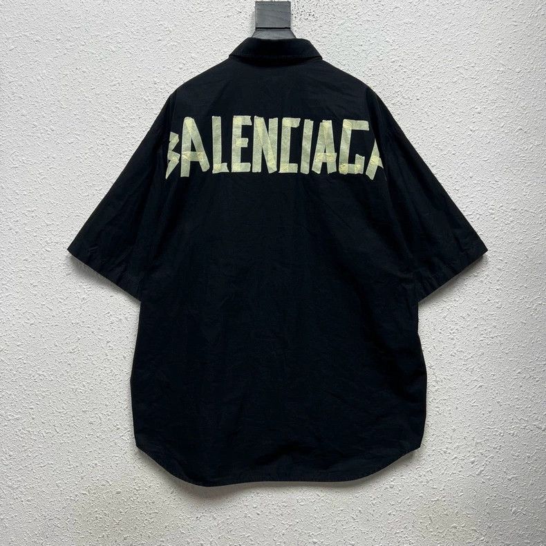 Balenciaga Balenciaga size 38 Back tape logo black short sleeve shirt Size S / US 4 / IT 40 - 2 Thumbnail