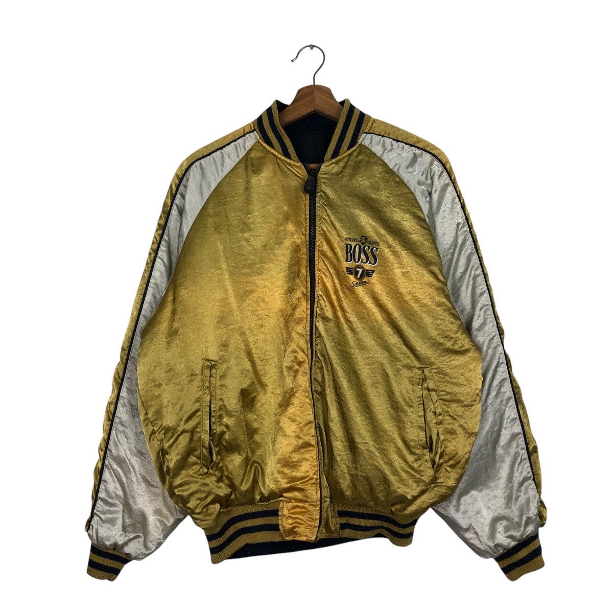 Japanese Brand Reversible Bomber Jacket Satin Suntory Boss Coffee Big Logo Size US M / EU 48-50 / 2 - 5 Thumbnail