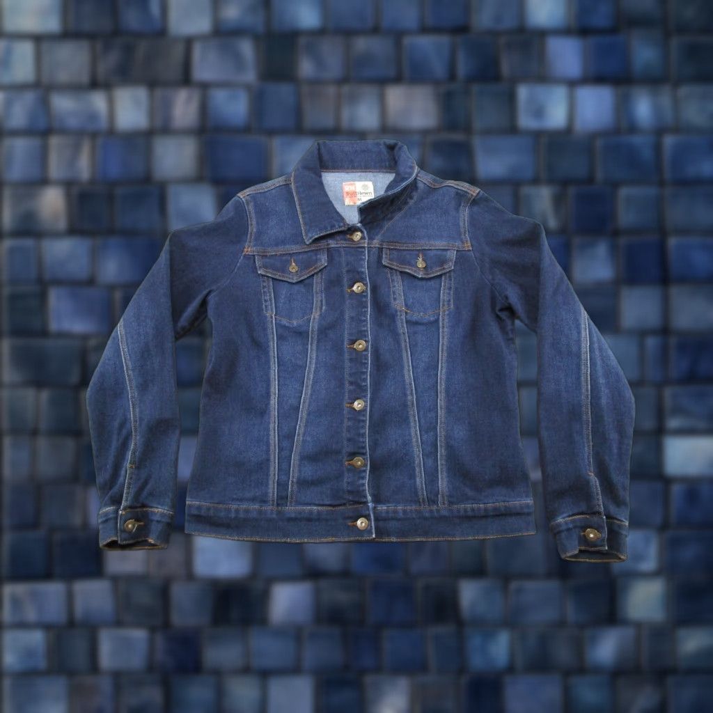 Denime Ruff Hewn Jacket Women Regular Denim Button Up Trucker Blue Size M Short Cute Casual 90s Style Mens Womens? Size M / US 6-8 / IT 42-44 - 1 Thumbnail