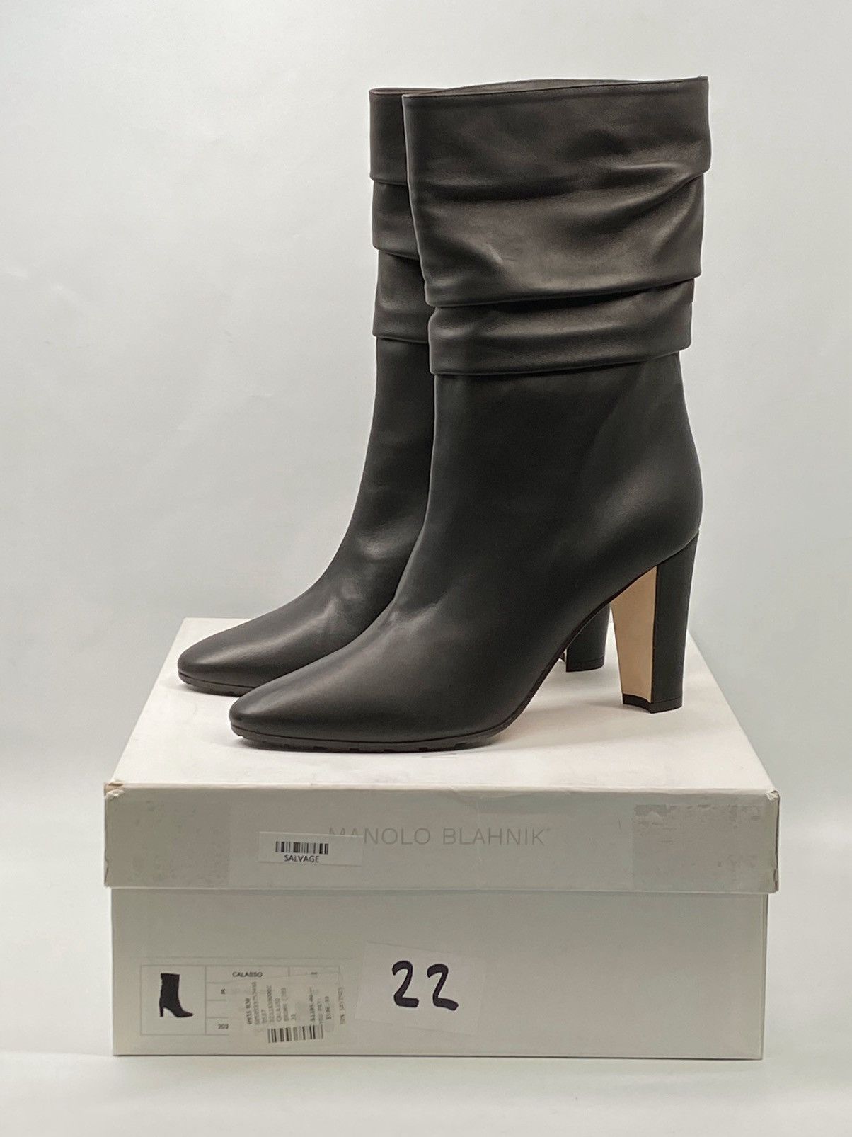 Manolo Blahnik Manolo Blahnik Calasso 90MM Ruched Leather Boots size 38 Size US 8 / IT 38 - 15 Thumbnail