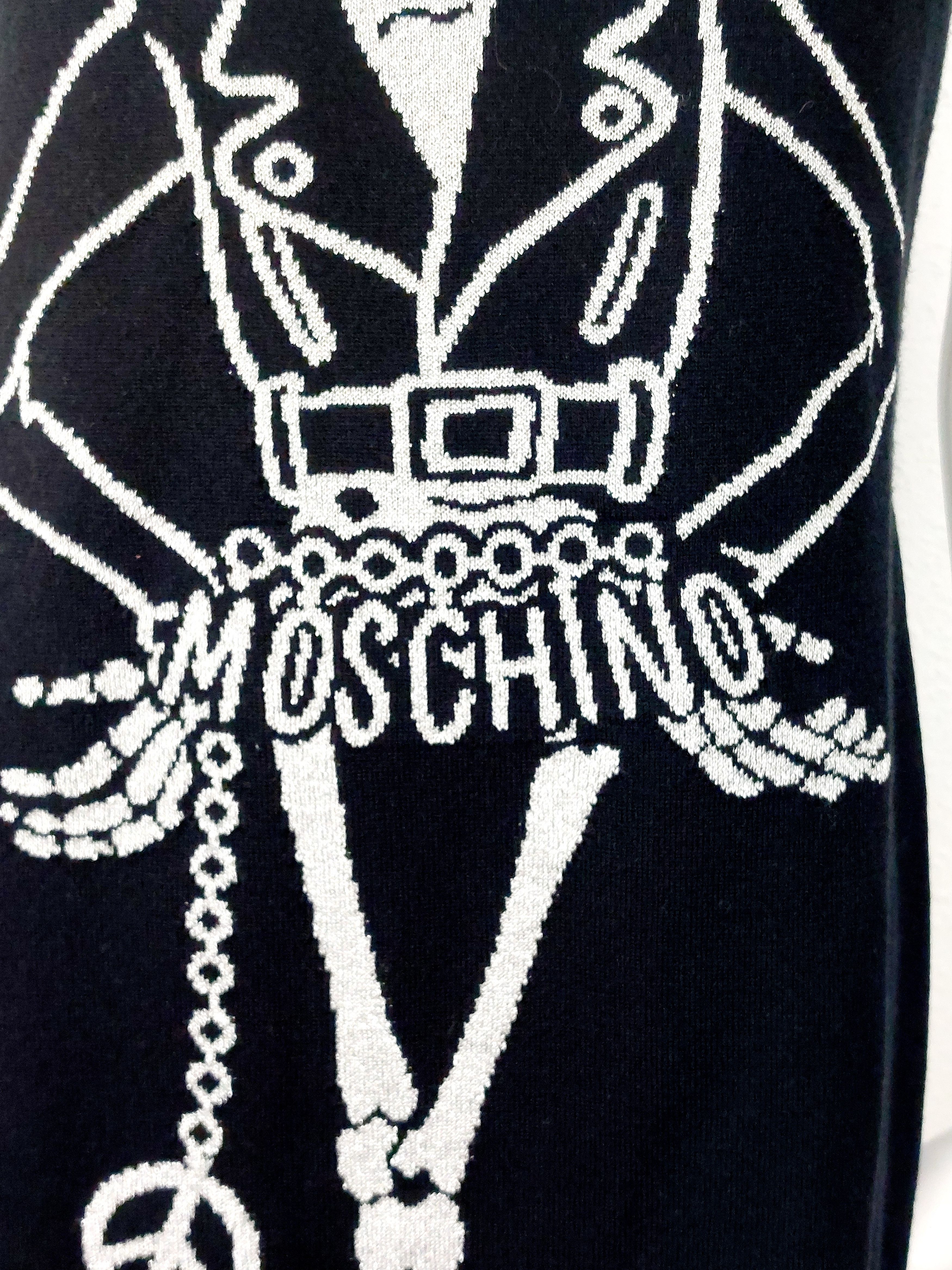 Moschino Moschino Couture Gold Skeleton Intarsia Wool Midi Dress Size M / US 6-8 / IT 42-44 - 7 Thumbnail