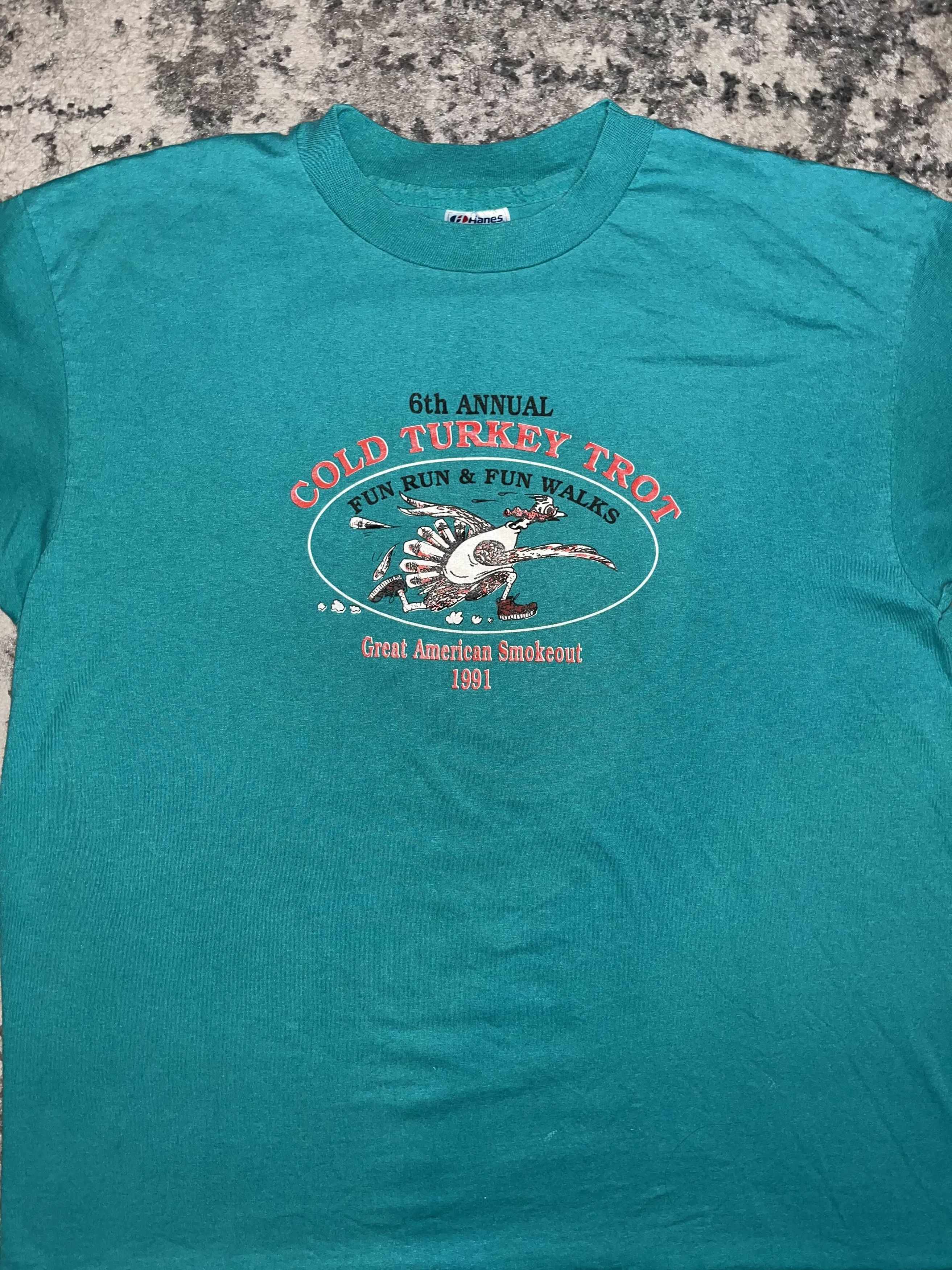 Vintage 90s Cold Turkey Trot Thanksgiving Shirt Size US XL / EU 56 / 4 - 2 Thumbnail