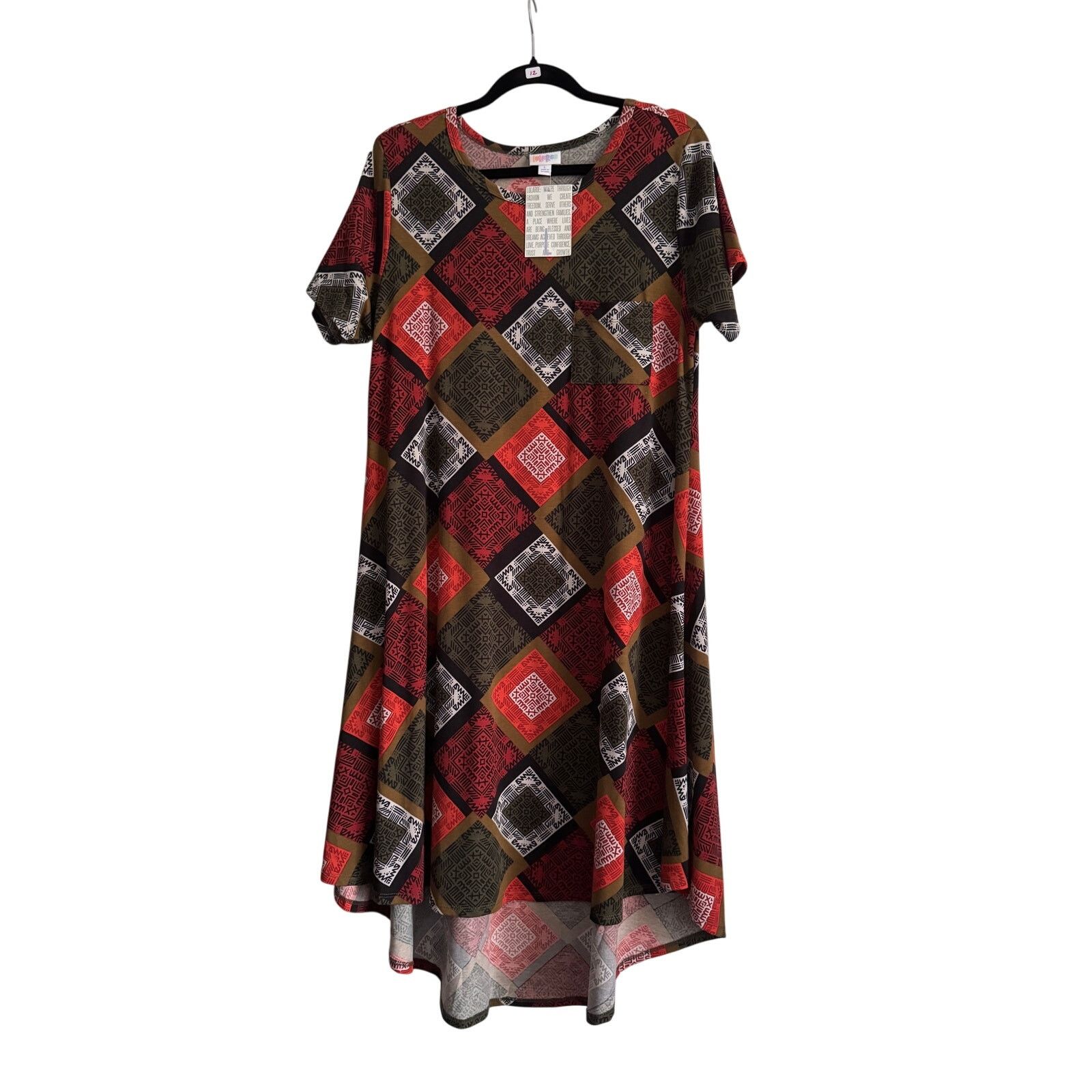 Other LuLaRoe Carly Dress US L Squares High-Low Swing Midi Pocket Size L / US 10 / IT 46 - 2 Thumbnail