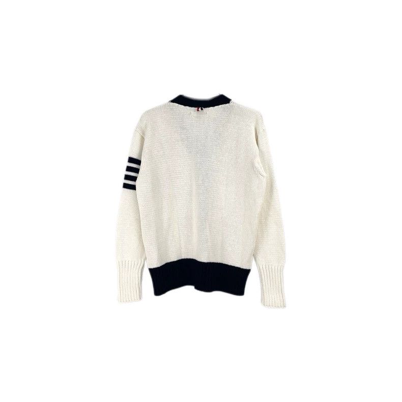 Thom Browne Thom Browne Size 4White Stripe 4-button Knit Cardigan 2501- Size US XL / EU 56 / 4 - 2 Thumbnail