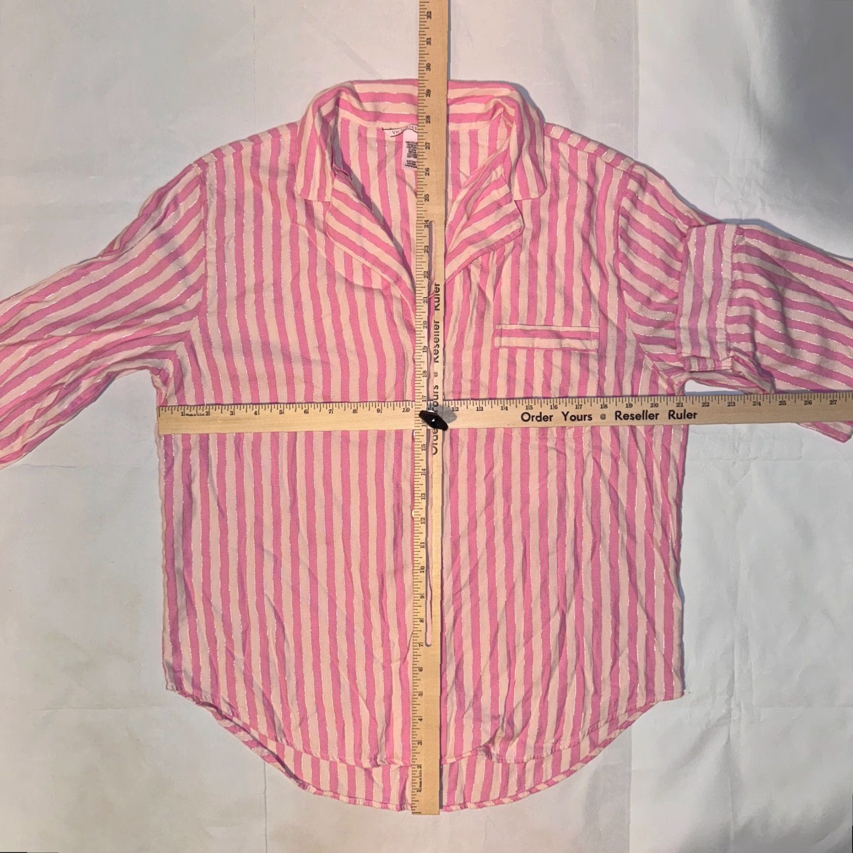 Victoria's Secret VINTAGE Victoria's Secret Women’s Pink W/Gold & White Stripes Pajama Top Shirt Small Size S / US 4 / IT 40 - 4 Thumbnail