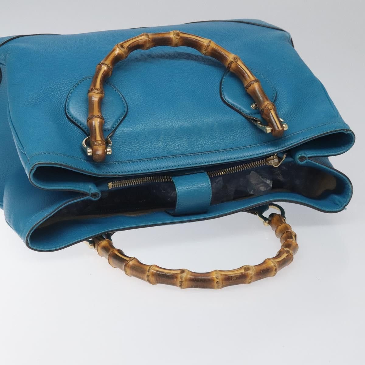 Gucci GUCCI Bamboo Hand Bag Leather Blue Gold Size ONE SIZE - 6 Thumbnail