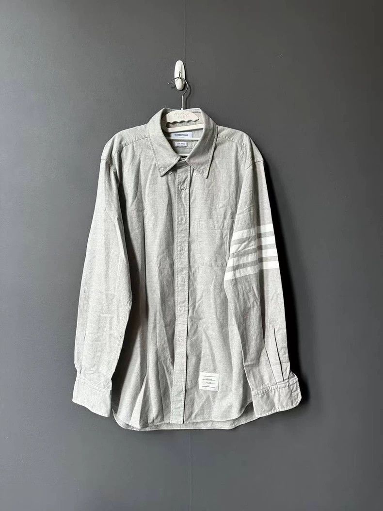 Thom Browne Thom Browne Grey shirt with a white collar Size US XXL / EU 58 / 5 - 1 Thumbnail