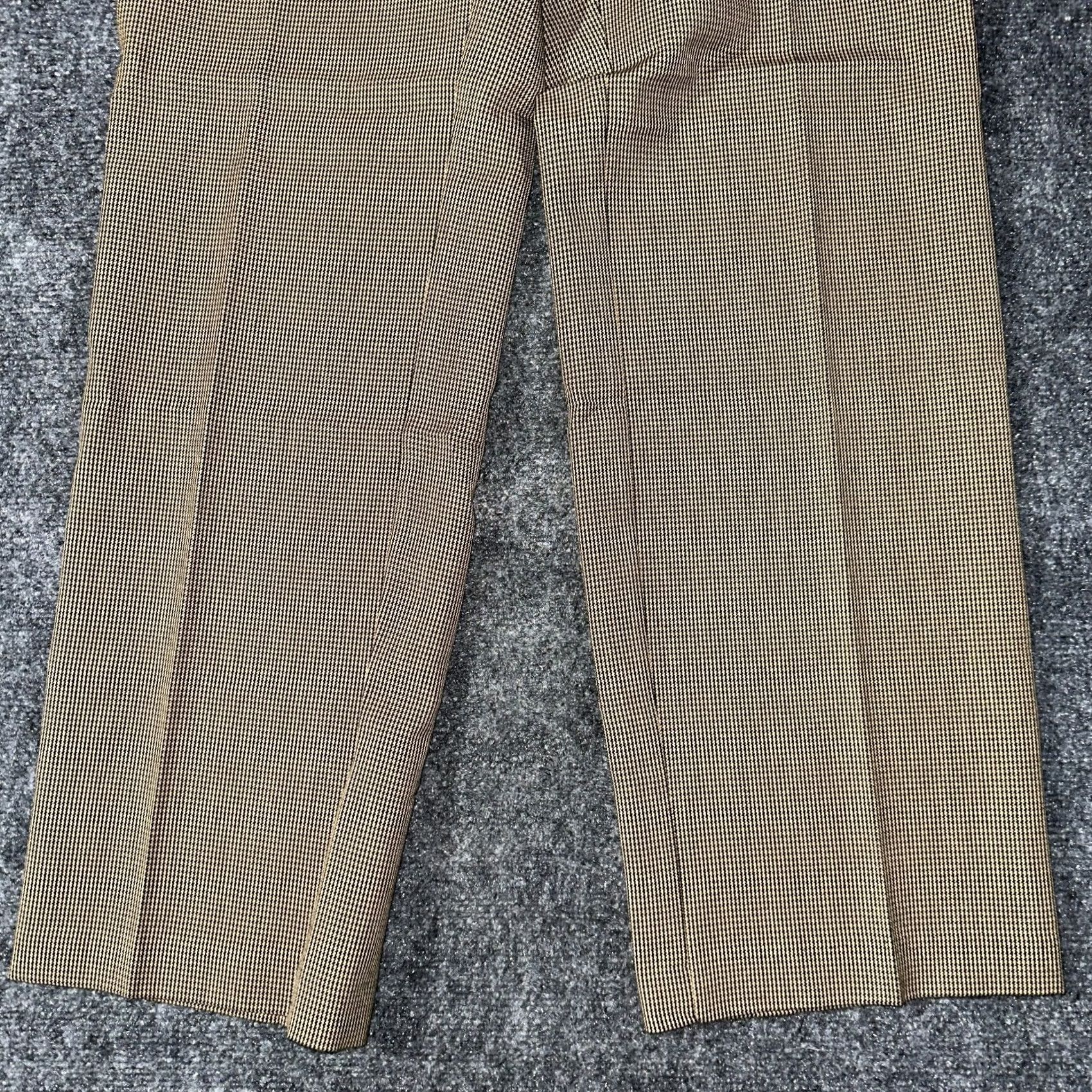 Vintage Chicos Pants Womens 8 Tan Black Trousers Herringbone Flat Front Straight Leg Dress Pants Size 30" / US 8 / IT 44 - 2 Thumbnail