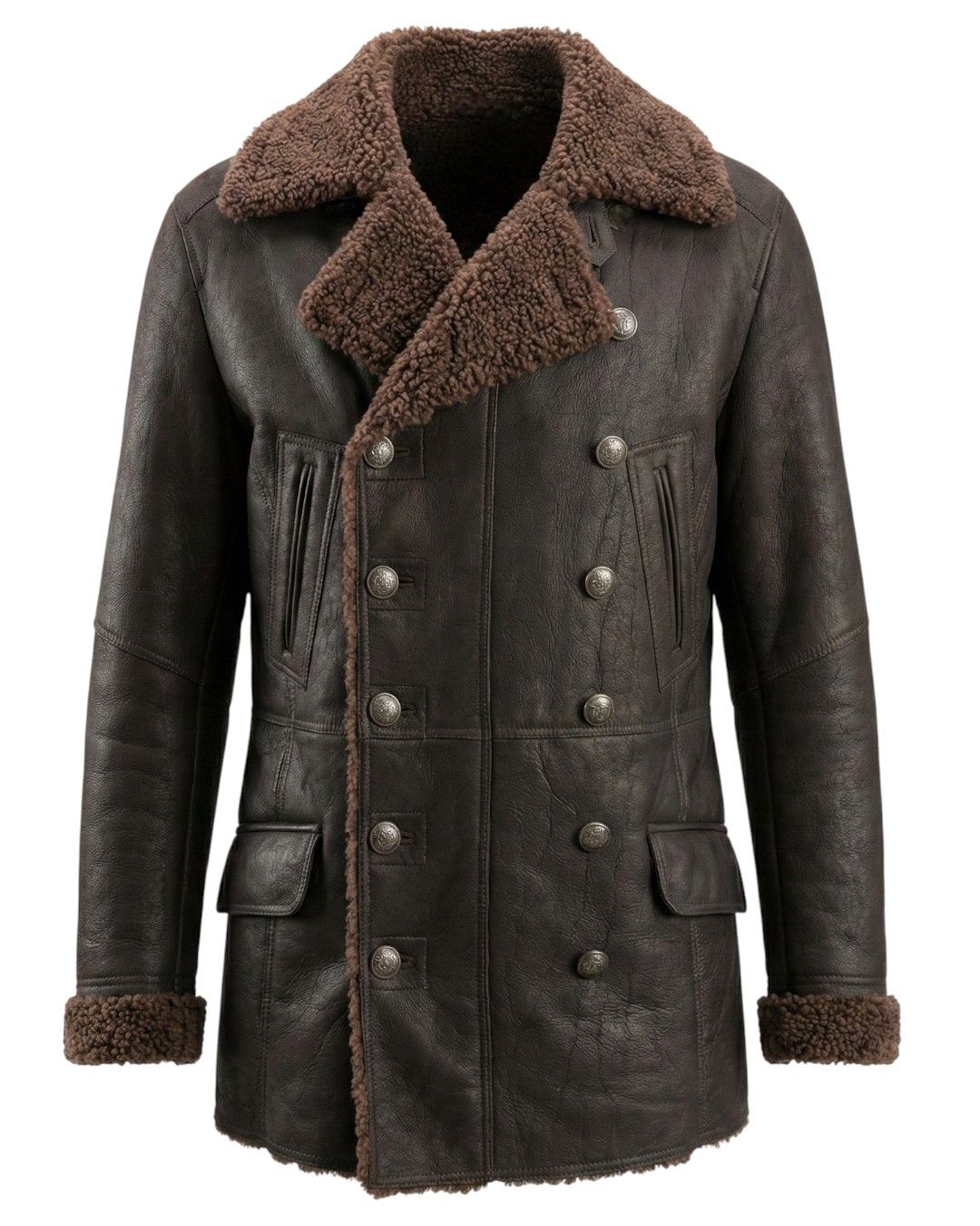 Dolce & Gabbana FW 2006 RUNWAY NAPOLEON SHEARLING LEATHER HEAVY COAT Size US XL / EU 56 / 4 - 2 Thumbnail