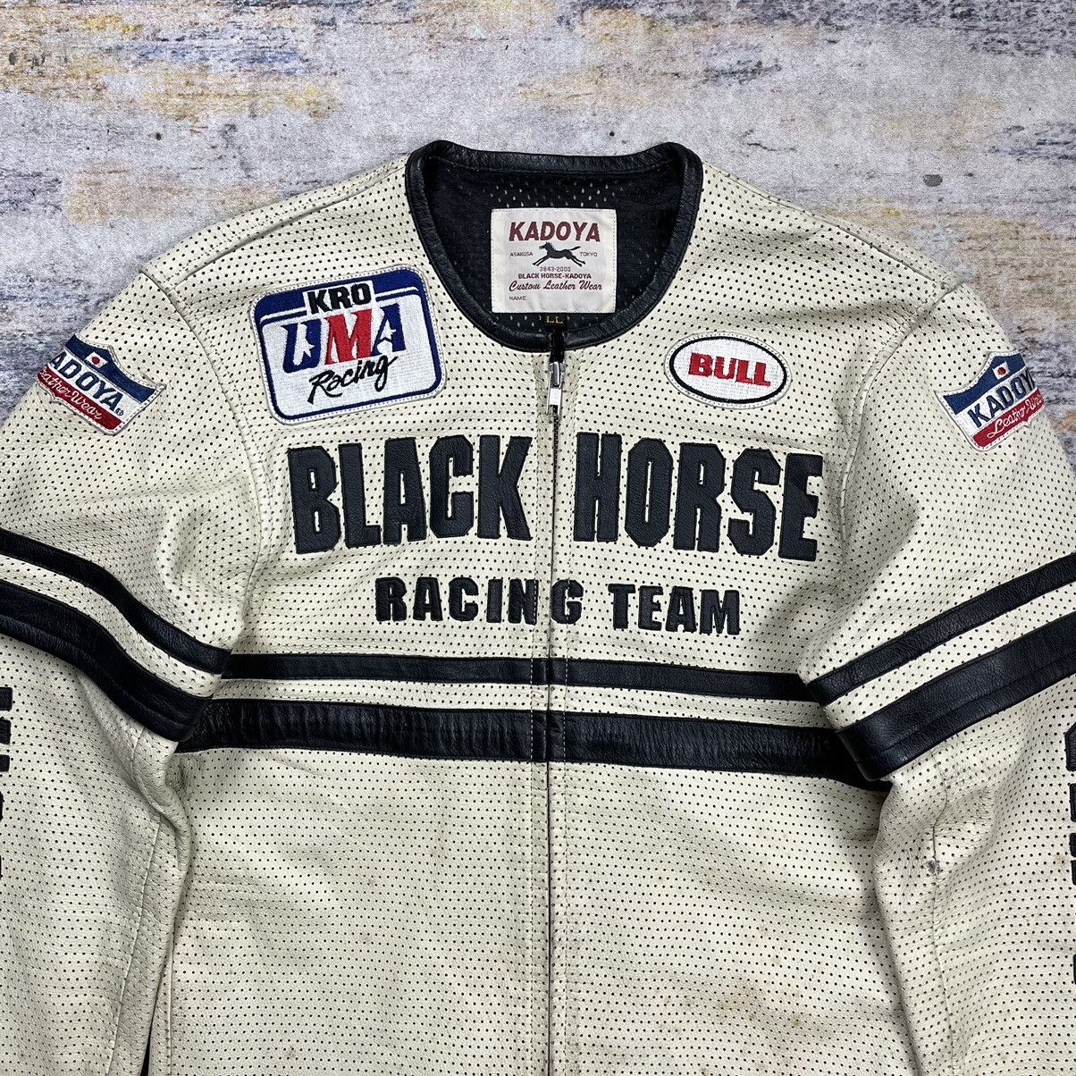 Kadoya Vintage K’s Kadoya black horse racing team leather jacket Size US M / EU 48-50 / 2 - 4 Thumbnail