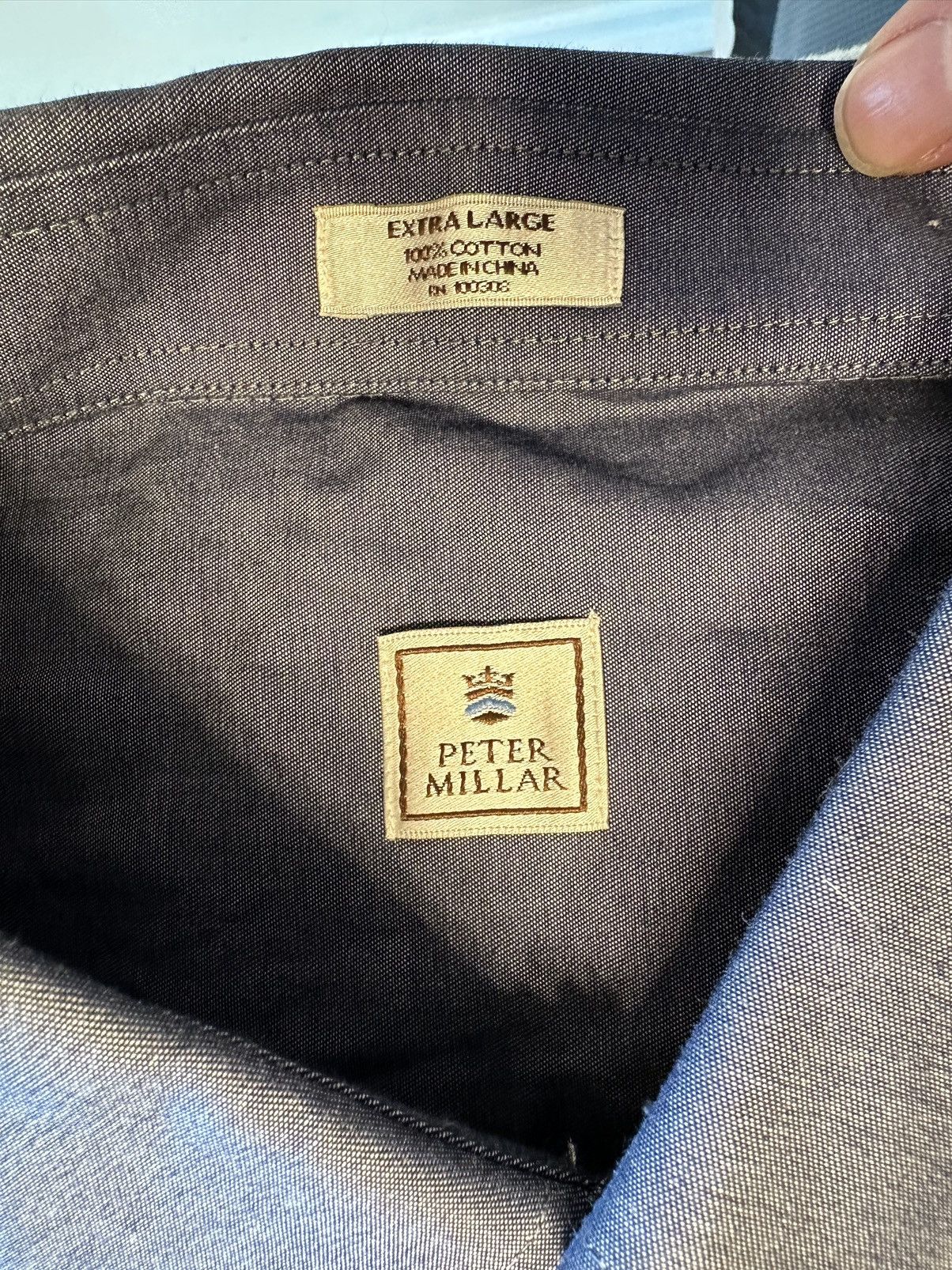Peter Millar Peter Millar Men’s Blue Button Down L/S Dress Shirt-XL Size US XL / EU 56 / 4 - 3 Thumbnail