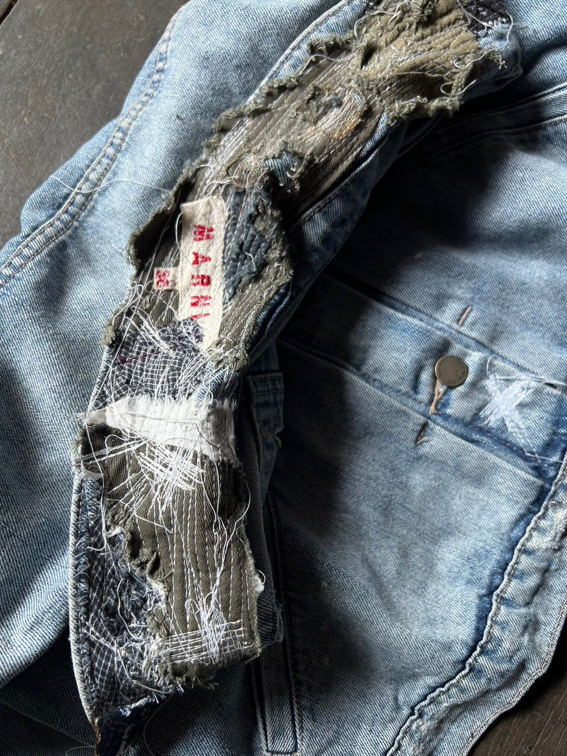 Vintage Grail* Vintage "FUCK" Patchwork Denim Jackets by DARKPULL Size US S / EU 44-46 / 1 - 4 Thumbnail