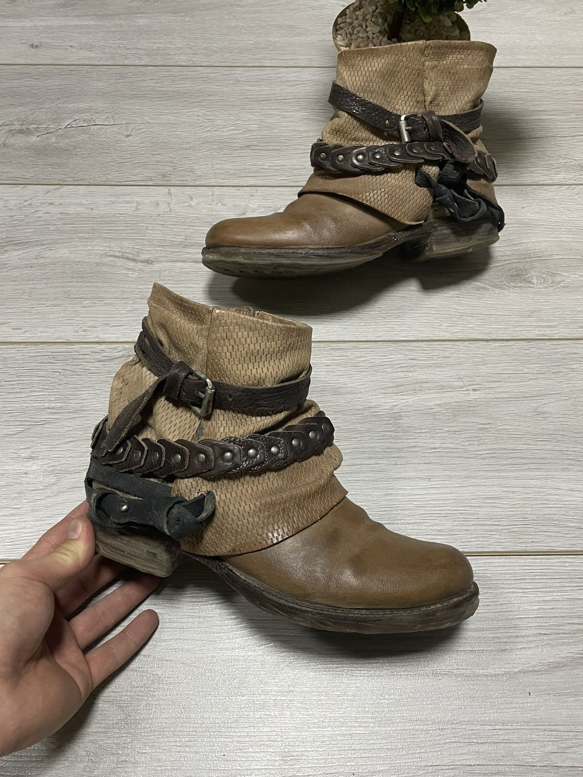 A.S.98 A.S.98 engineered belted avant garde boots leather Size US 9 / IT 39 - 1 Thumbnail