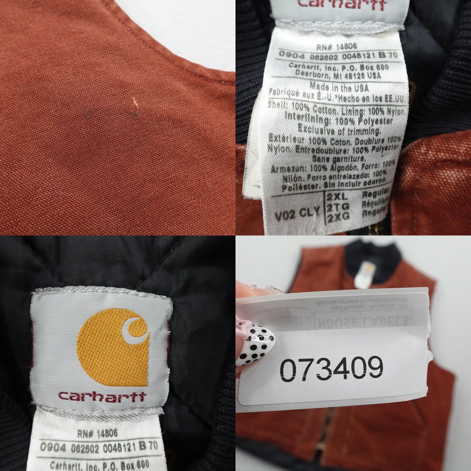 Carhartt VINTAGE Carhartt Vest Mens 2XL XXL Red Clay Canvas Arctic Quilt Lined Zip Up Y2K Size US XXL / EU 58 / 5 - 8 Thumbnail