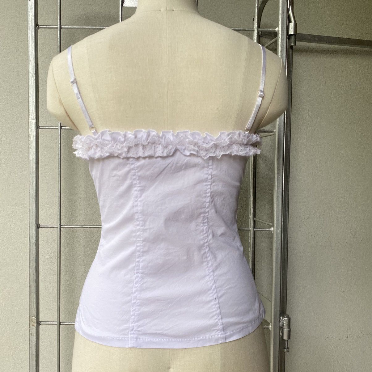 Japanese Brand NOA Y2K White Corset Top with Lace Trim and Ribbon Ties Size M / US 6-8 / IT 42-44 - 2 Thumbnail