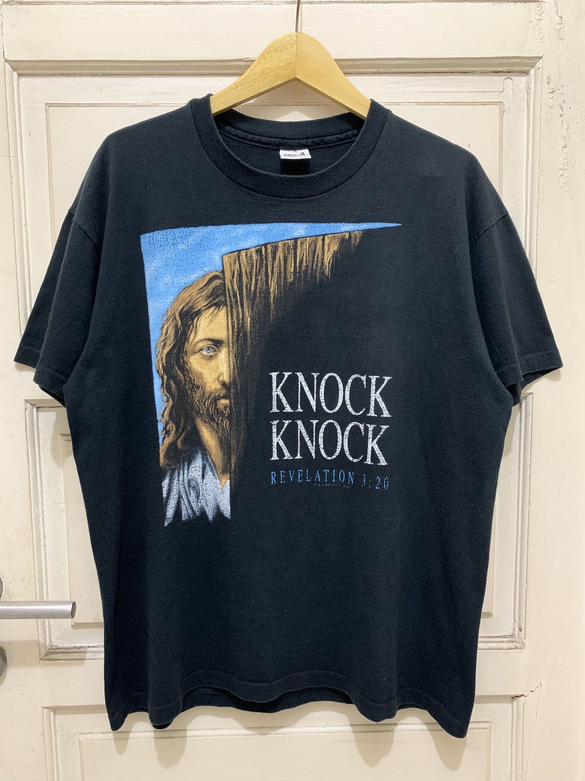 Anvil Vintage 90s Jesus Christ Tee Made in USA 🇺🇸 Size US L / EU 52-54 / 3 - 1 Thumbnail