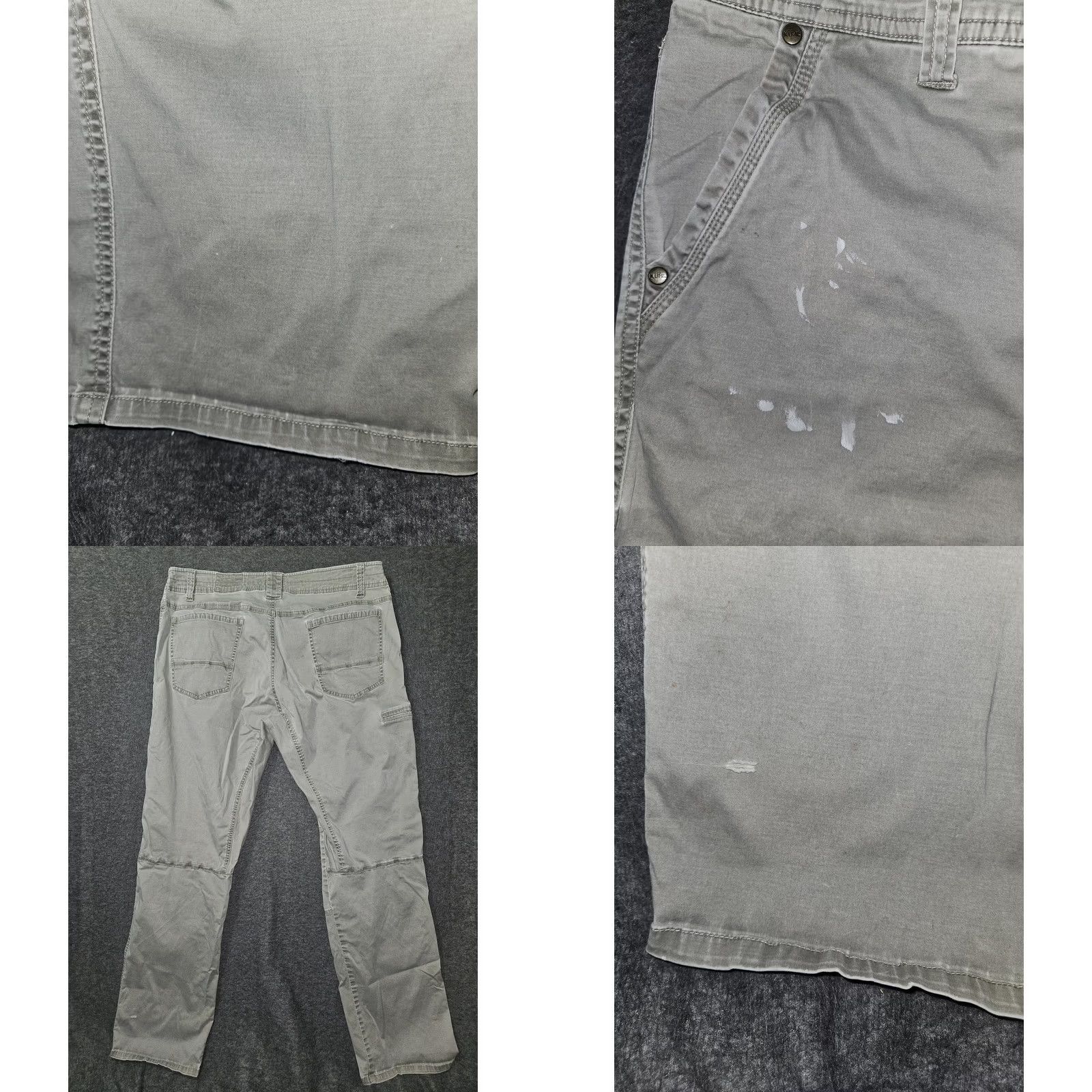 Vintage Kuhl Mens 38x34 Gray Stretch Canvas Carpenter Pants Regular Inseam 32in Workwear Casual Regular Fit 5-Pocket Design Zip Fly Button Closure Size US 38 / EU 54 - 9 Thumbnail