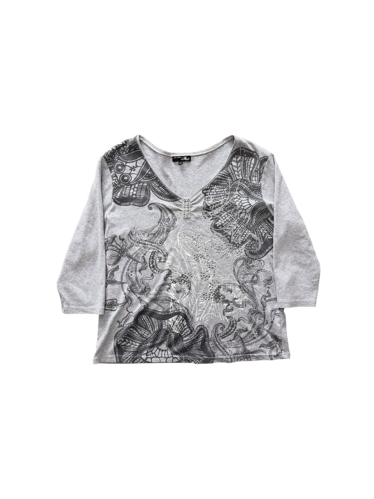 Hysteric Glamour Y2K Ornate Graphic 3/4 Sleeve Top Size L / US 10 / IT 46 - 1 Thumbnail