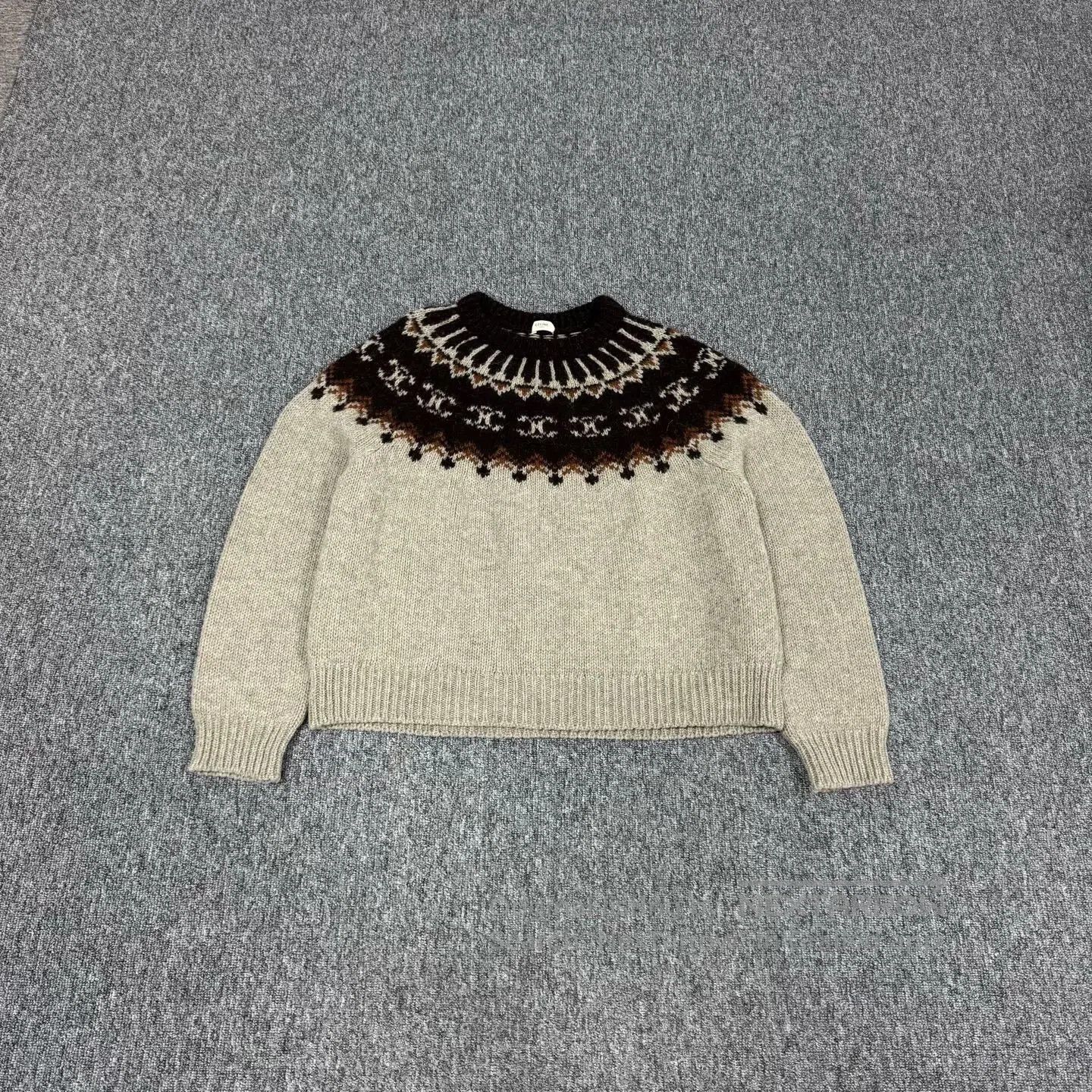 Celine CELINE Fair Island Triumphal Arch jacquard knit sweater| Size US XL / EU 56 / 4 - 1 Thumbnail