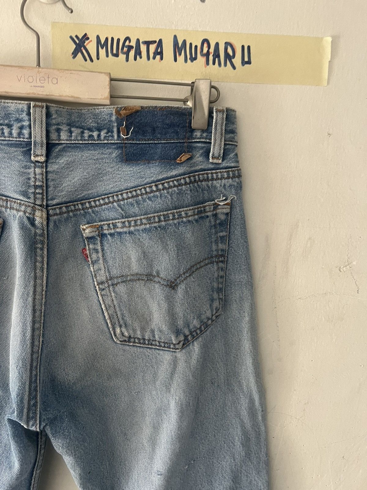 Japanese Brand × Levi's Vintage Clothing × Vintage THRASHED🔥VINTAGE LEVIS 501 RIPPED DENIM KURT KOBAIN Size US 30 / EU 46 - 13 Thumbnail