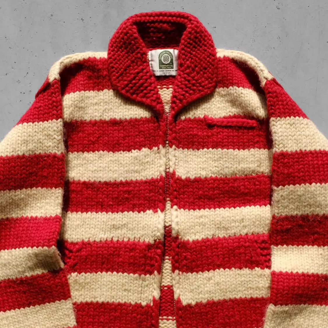 Other Canadian Vintage Retro Stripe Hand-Knit Unisex Knit Jacket Size US M / EU 48-50 / 2 - 3 Thumbnail