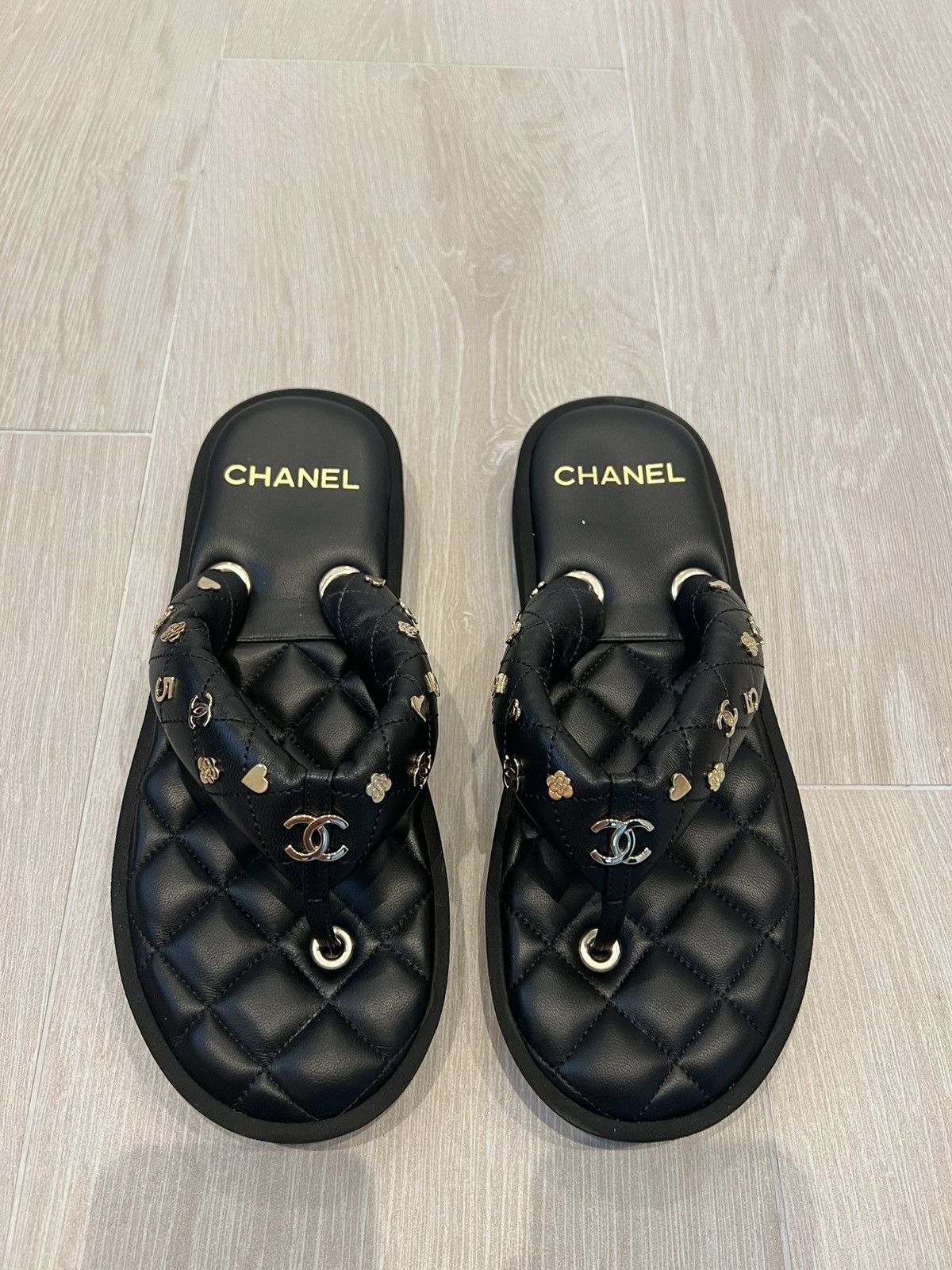 Authentic Chanel Lambskin Flip Flops
