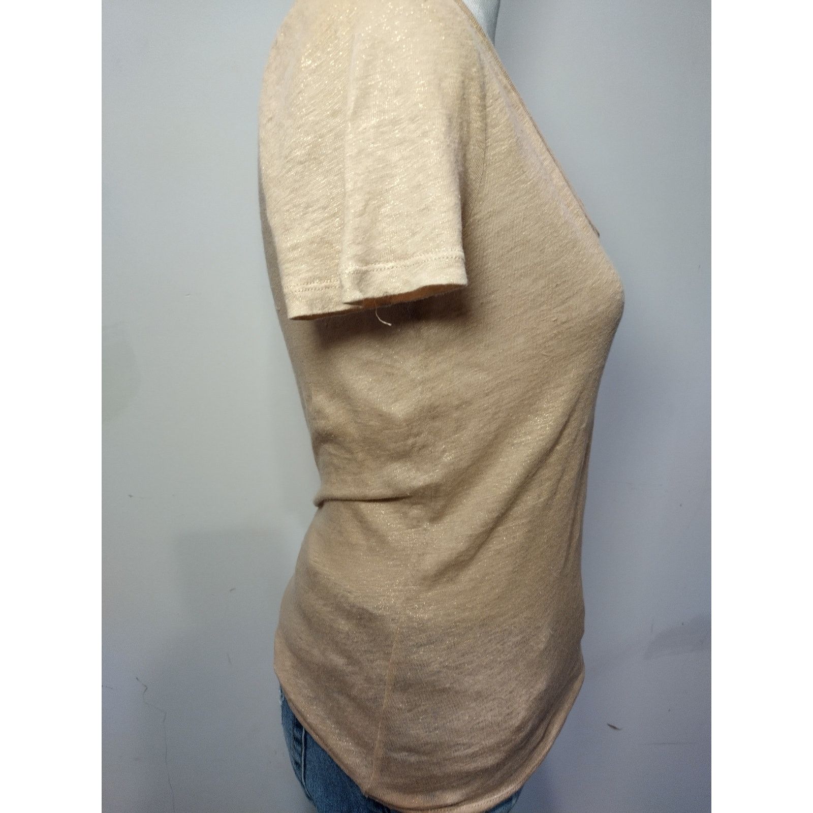 J.Crew J. Crew Womens 100% Linen T-Shirt Short Sleeve V-Neck Patch Size XS / US 0-2 / IT 36-38 - 5 Thumbnail
