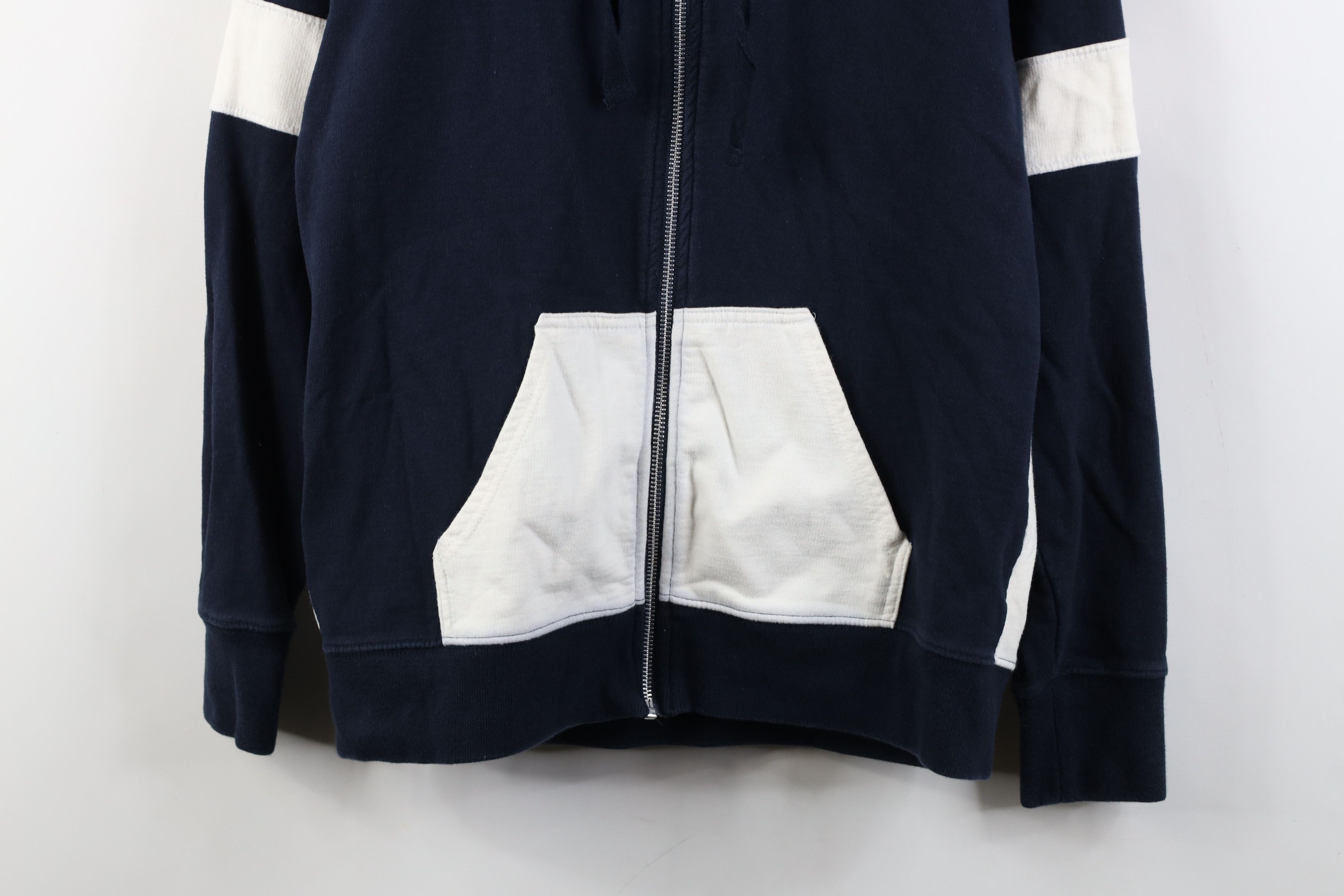 J.Crew J Crew Striped Color Block French Terry Full Zip Hoodie Blue Size L / US 10 / IT 46 - 3 Thumbnail