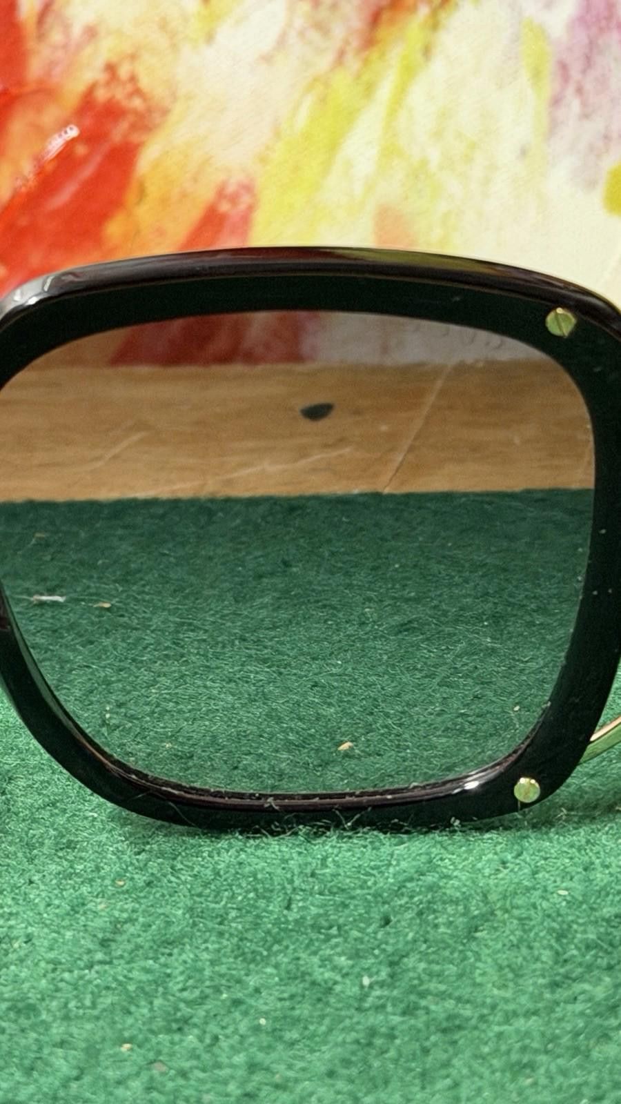Gucci Gucci GG0647S Sunglasses Black Gold Green Lenses Italy Size ONE SIZE - 7 Thumbnail