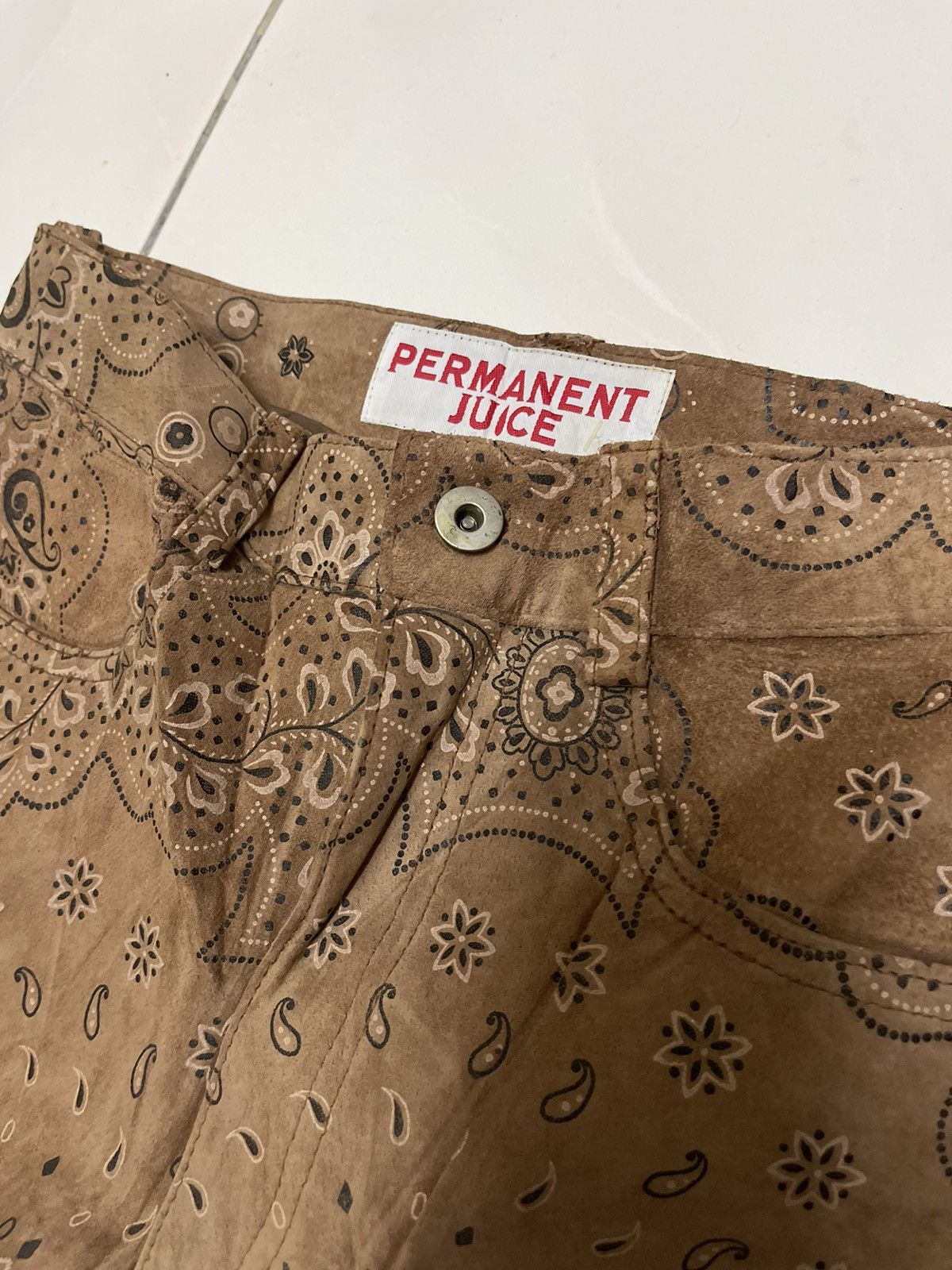 Japanese Brand VINTAGE PAISLEY SUEDE LEATHER PANTS KAPITAL DESIGN Size US 27 - 5 Thumbnail