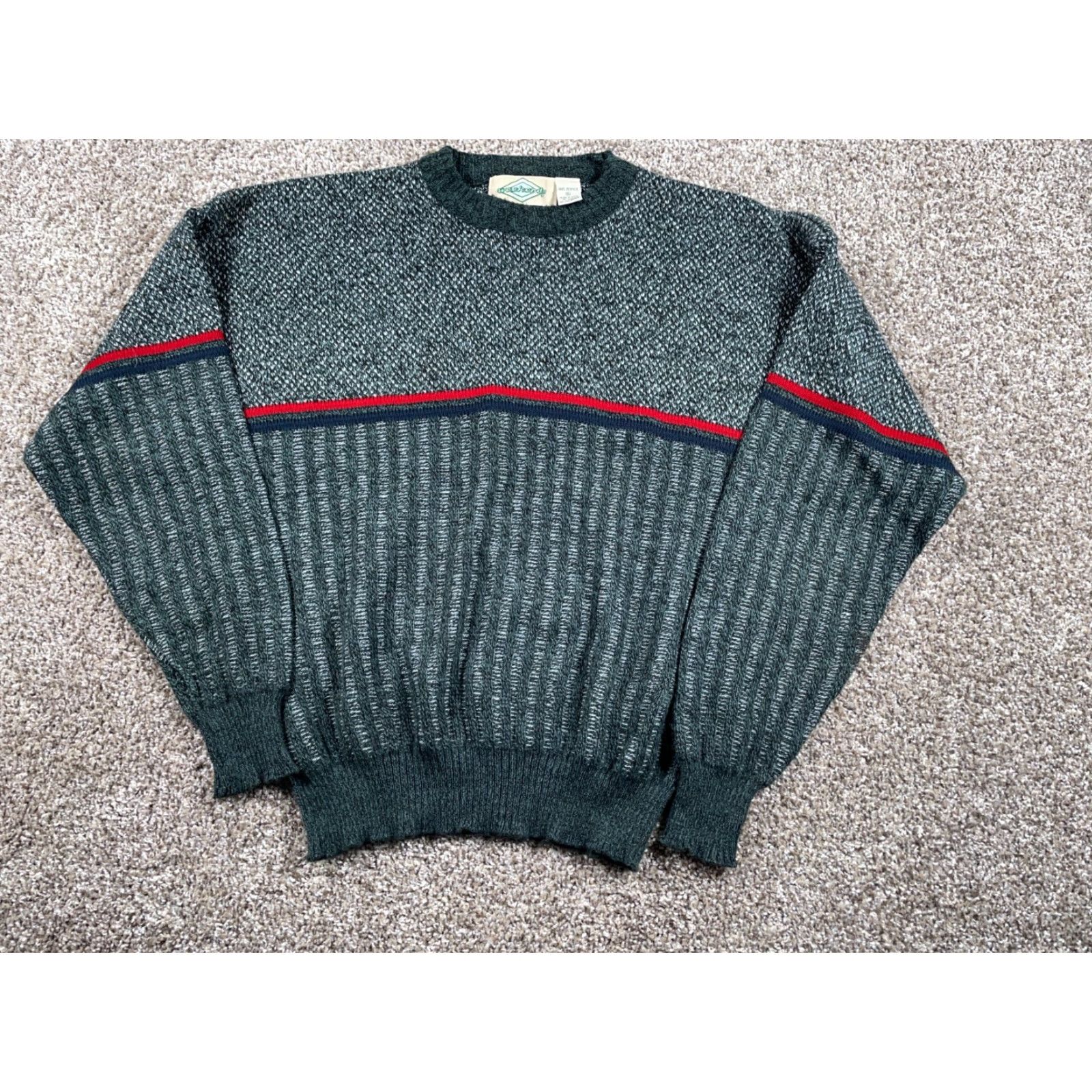 Vintage VINTAGE Weekends Sweater 90s Striped Chunky Knit Adult XL Gray Red Pullover Mens Size US XL / EU 56 / 4 - 2 Thumbnail