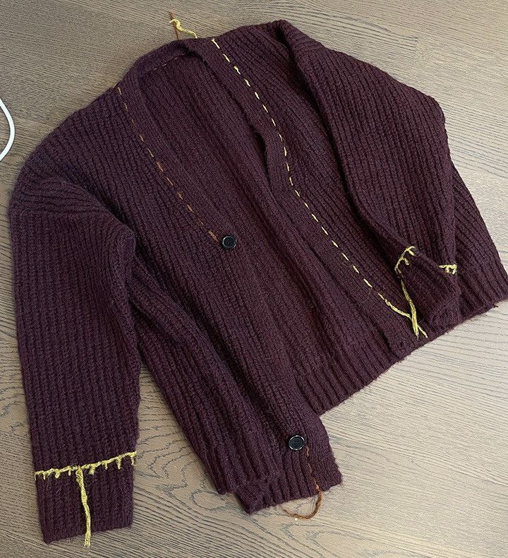 Japanese Brand × Vintage Retro y2k cleanfit knitted asymmetric cardigan knitwear Size US XL / EU 56 / 4 - 6 Thumbnail