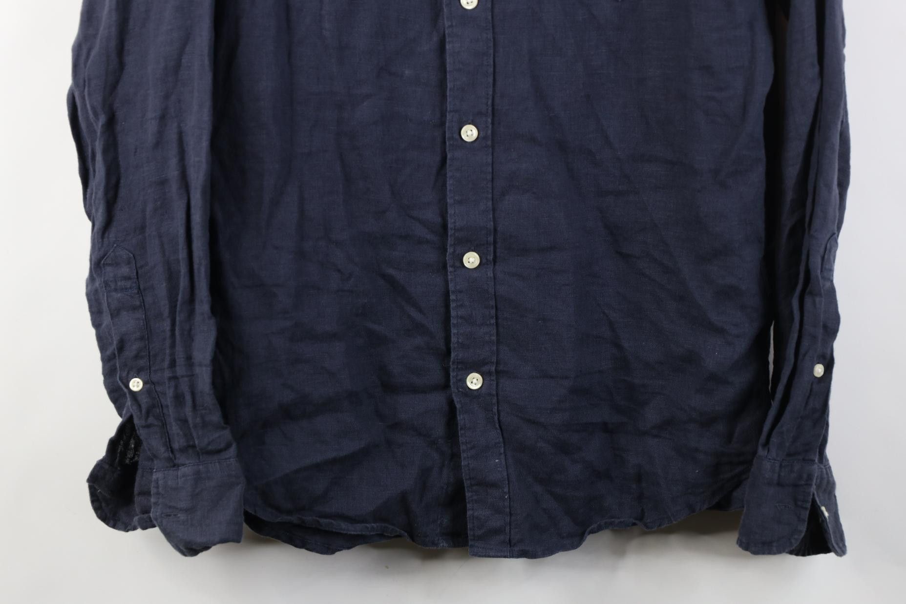 J.Crew J Crew Faded Linen Knit Collared Button Down Shirt Navy Blue Size US M / EU 48-50 / 2 - 3 Thumbnail