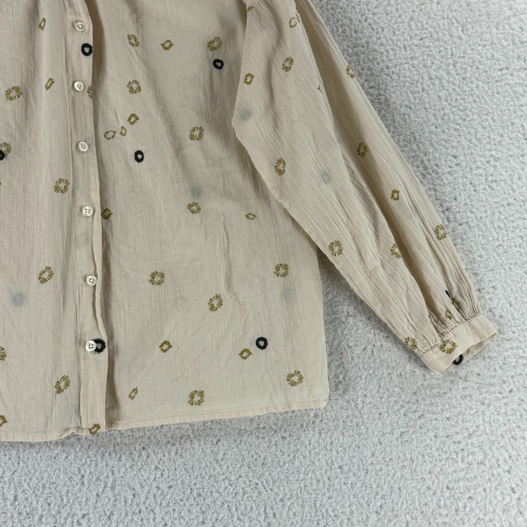 CLOSED Closed Alexia Top Womens Small Ivory Button-Up Long Sleeve 100% Cotton Casual Size S / US 4 / IT 40 - 3 Thumbnail
