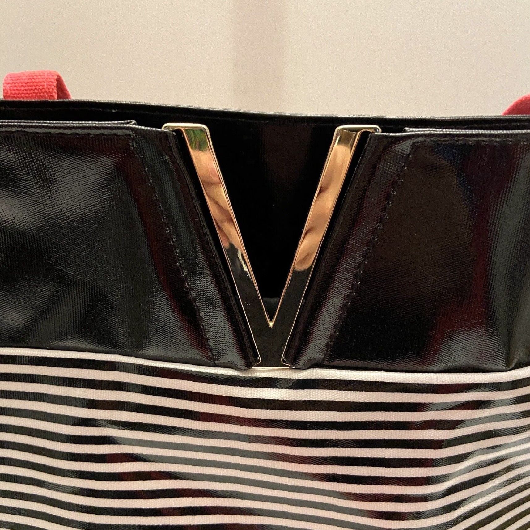 Victoria's Secret VICTORIA'S SECRET Multicolor Striped Canvas Tote Bag Large Pink Shoulder Strap Size ONE SIZE - 2 Thumbnail