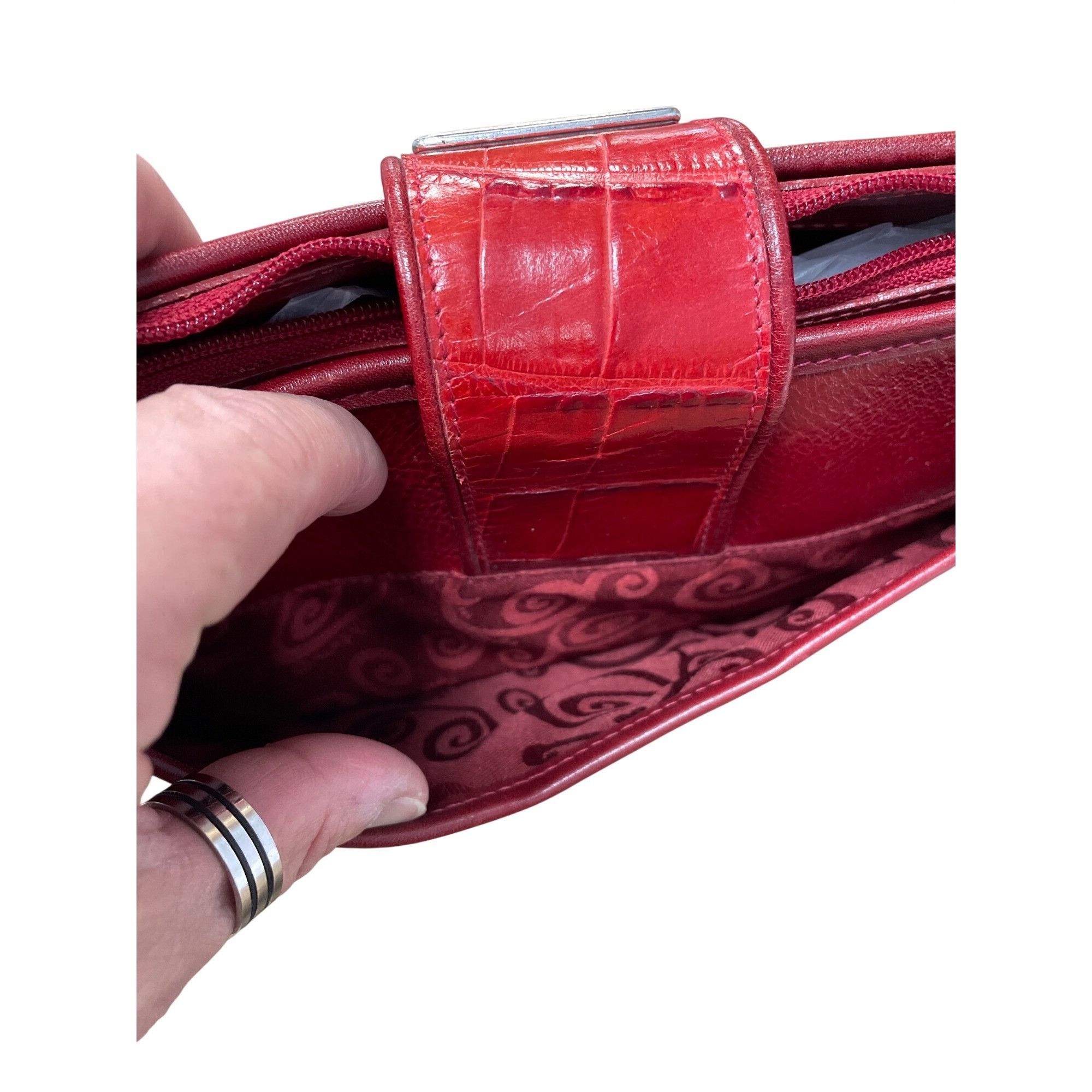 Brighton Brighton womans red leather pebbled shoulder handbag style A Size ONE SIZE - 5 Thumbnail
