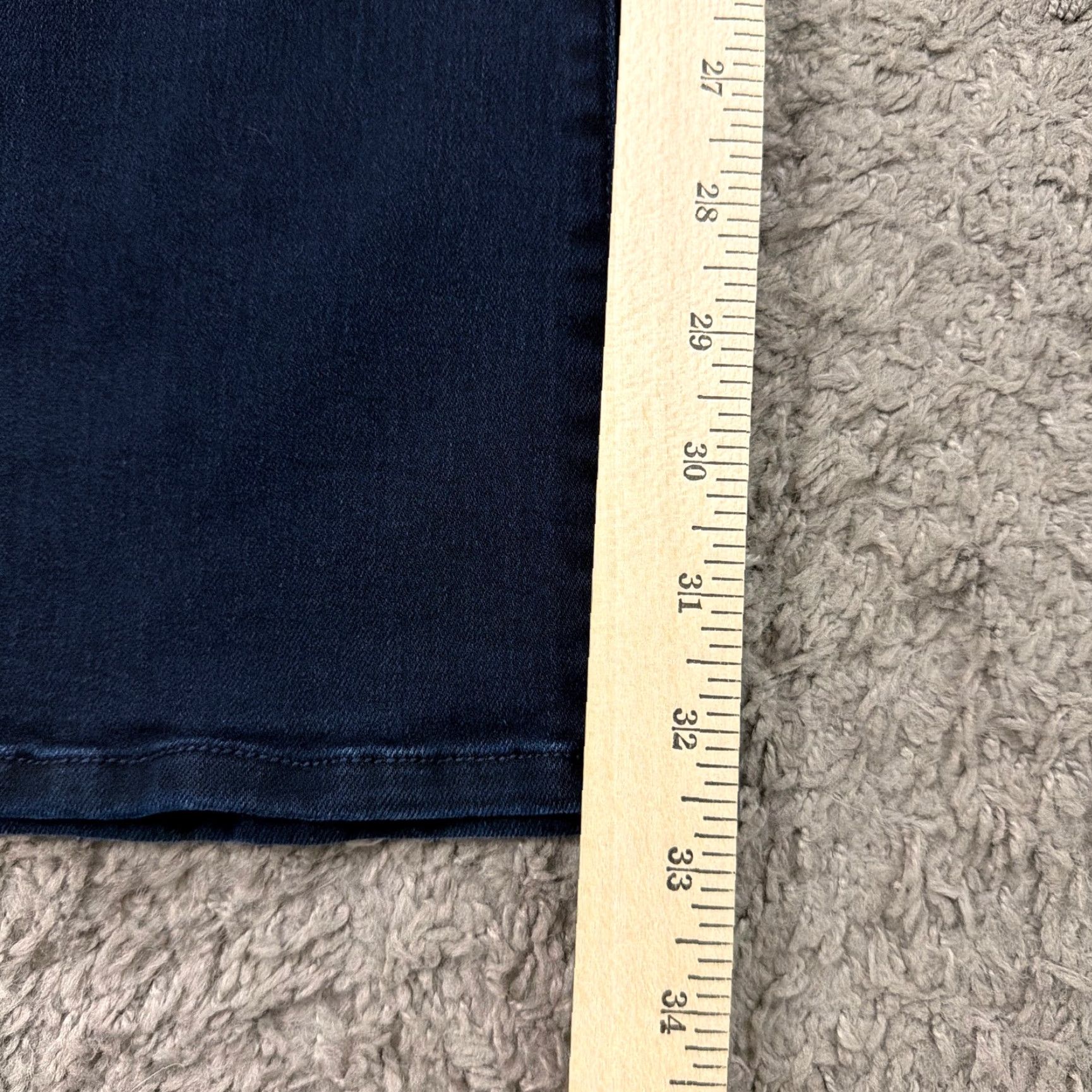 Denime Dear John Jeans Women Boot Cut Low Rise Dark Wash Stretch Denim 24x33 Regular 25 Blue Leather Logo? Size 42" / US 20 - 6 Thumbnail