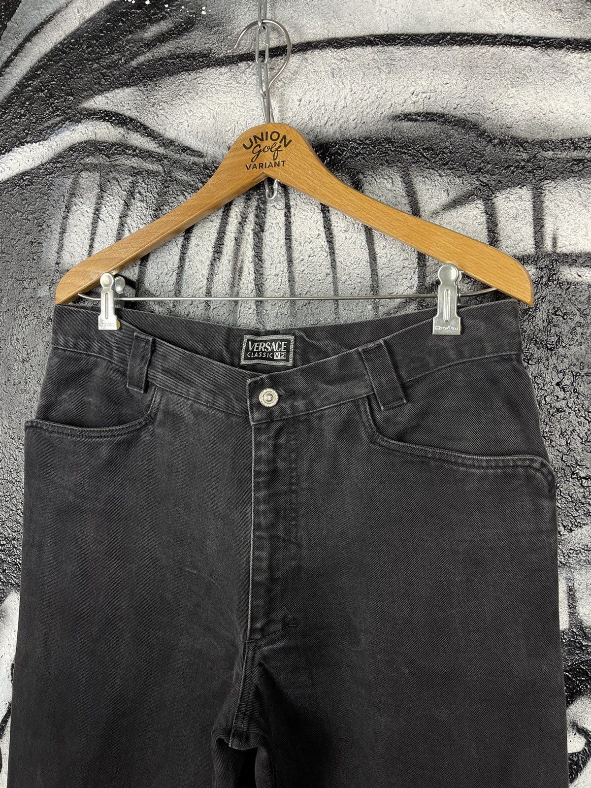 Versace Versace Classic V2 Vintage Washed Black Denim Jeans Men’s Size W33 Size US 33 - 3 Thumbnail